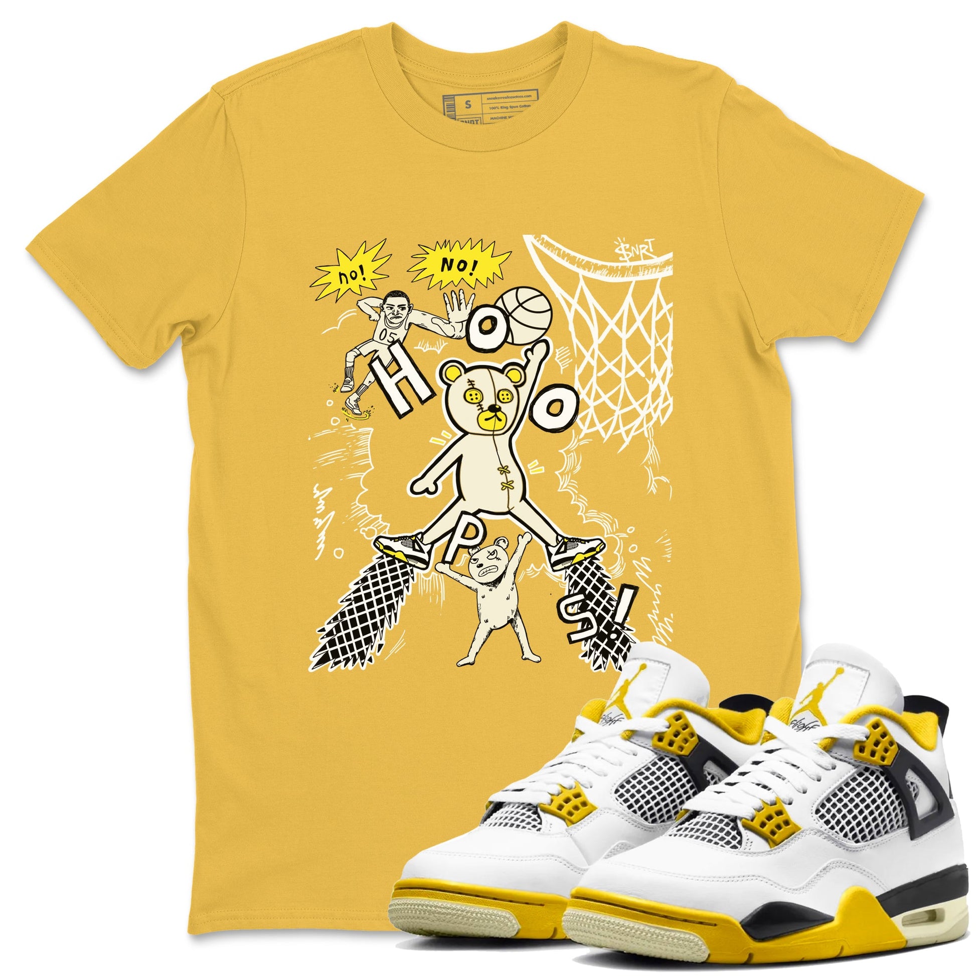 4s Vivid Sulfur shirt to match jordans Stop The Bear sneaker tees Air Jordan 4 Retro Vivid Sulfur SNRT Sneaker Release Tees unisex cotton Daisy 1 crew neck shirt