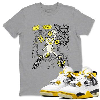 4s Vivid Sulfur shirt to match jordans Stop The Bear sneaker tees Air Jordan 4 Retro Vivid Sulfur SNRT Sneaker Release Tees unisex cotton Heather Grey 1 crew neck shirt