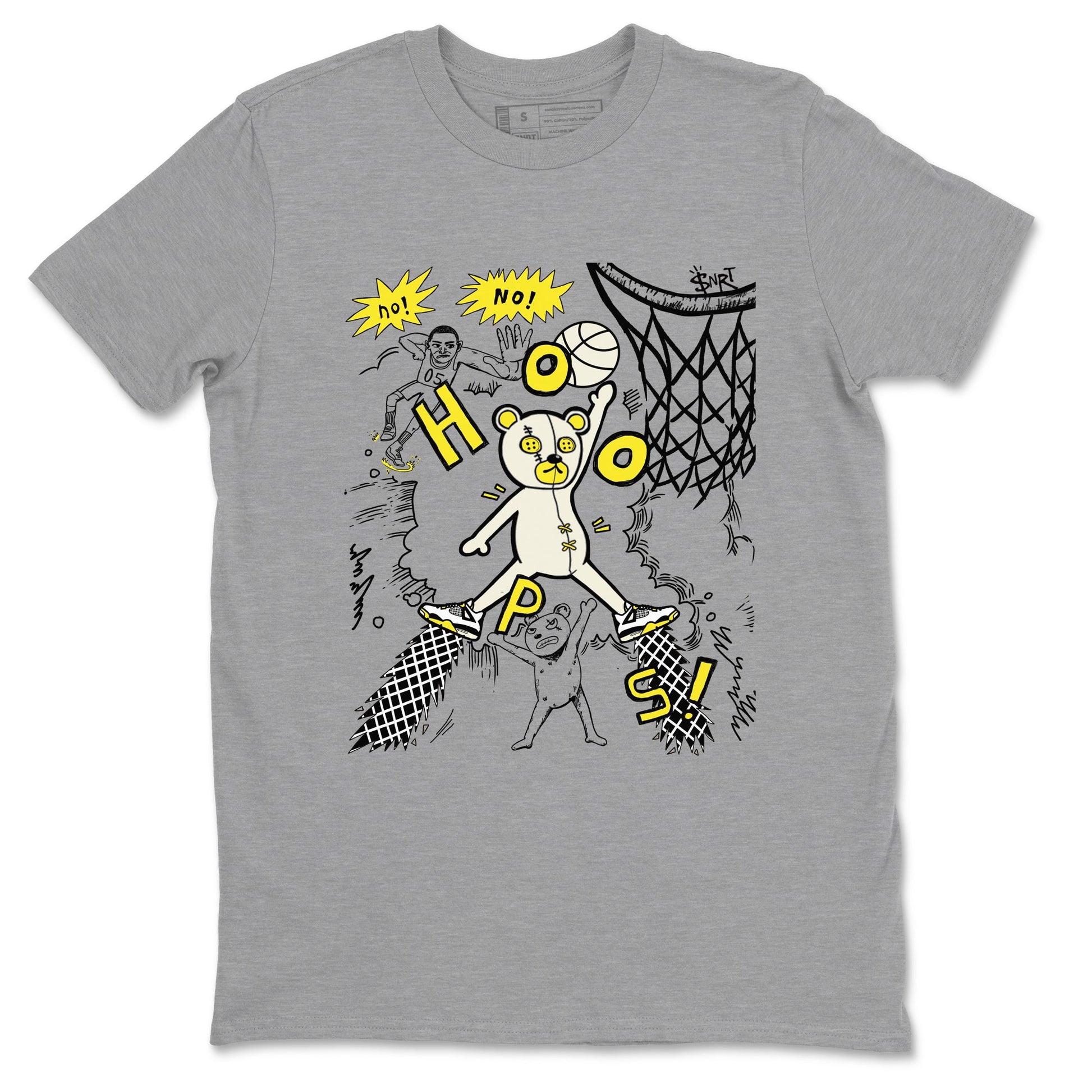 4s Vivid Sulfur shirt to match jordans Stop The Bear sneaker tees Air Jordan 4 Retro Vivid Sulfur SNRT Sneaker Release Tees unisex cotton Heather Grey 2 crew neck shirt