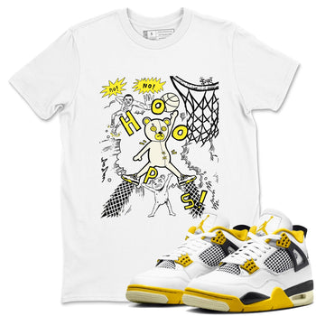 4s Vivid Sulfur shirt to match jordans Stop The Bear sneaker tees Air Jordan 4 Retro Vivid Sulfur SNRT Sneaker Release Tees unisex cotton White 1 crew neck shirt