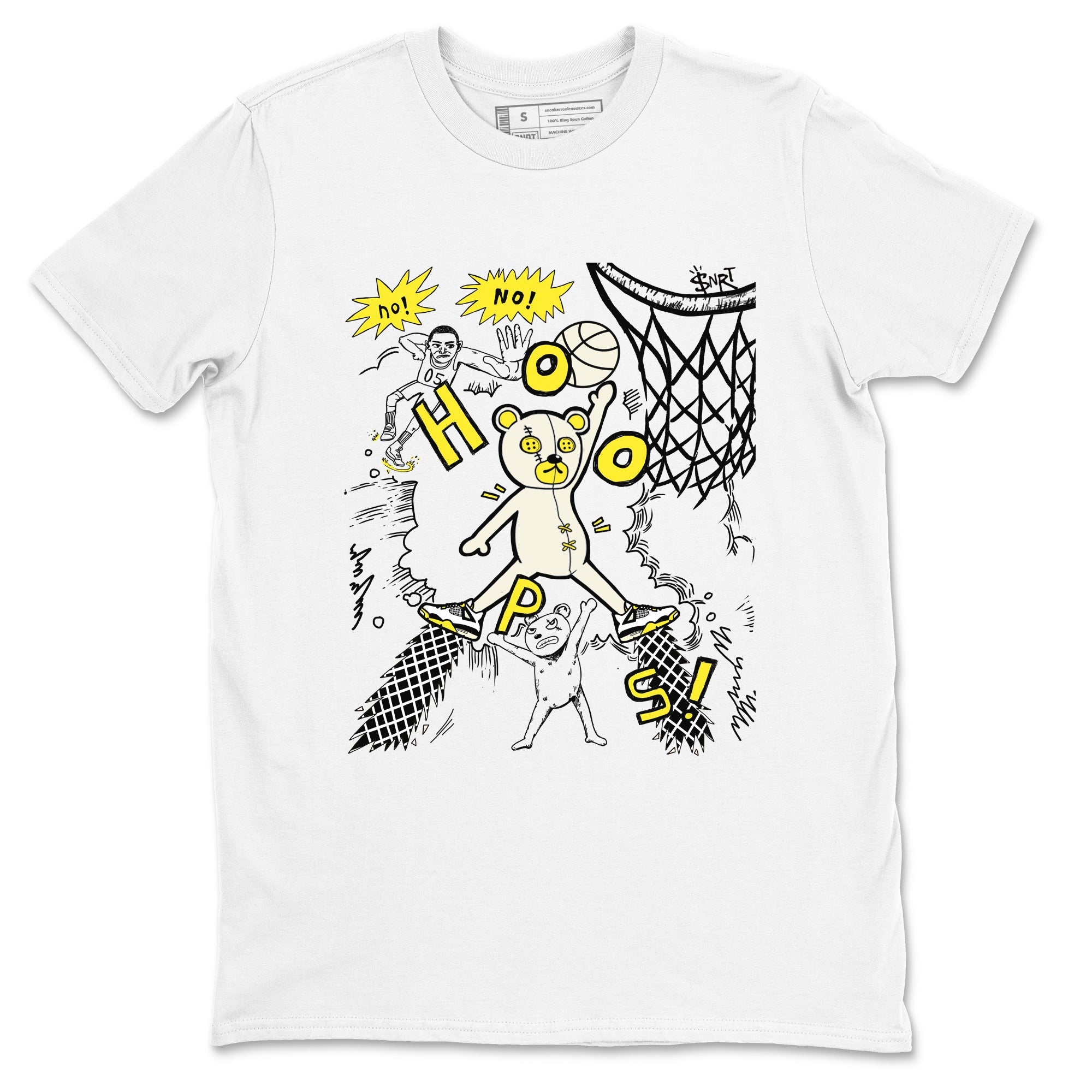 4s Vivid Sulfur shirt to match jordans Stop The Bear sneaker tees Air Jordan 4 Retro Vivid Sulfur SNRT Sneaker Release Tees unisex cotton White 2 crew neck shirt
