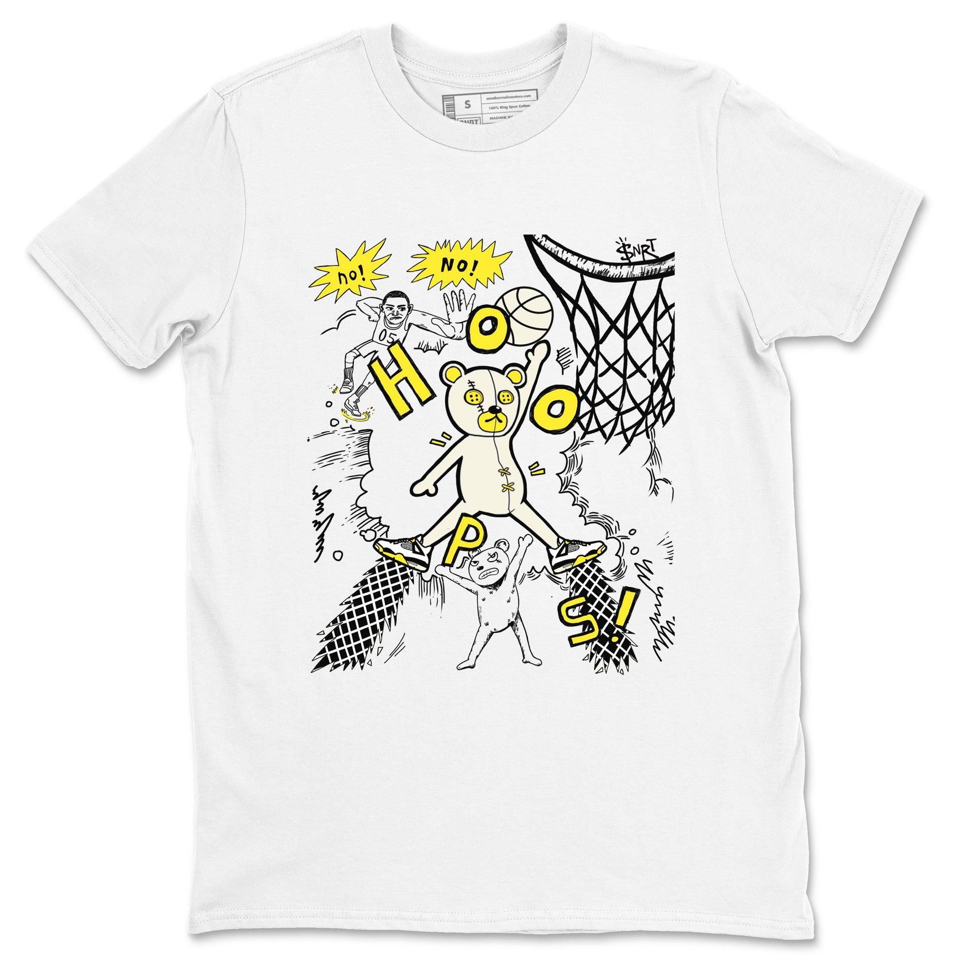 4s Vivid Sulfur shirt to match jordans Stop The Bear sneaker tees Air Jordan 4 Retro Vivid Sulfur SNRT Sneaker Release Tees unisex cotton White 2 crew neck shirt