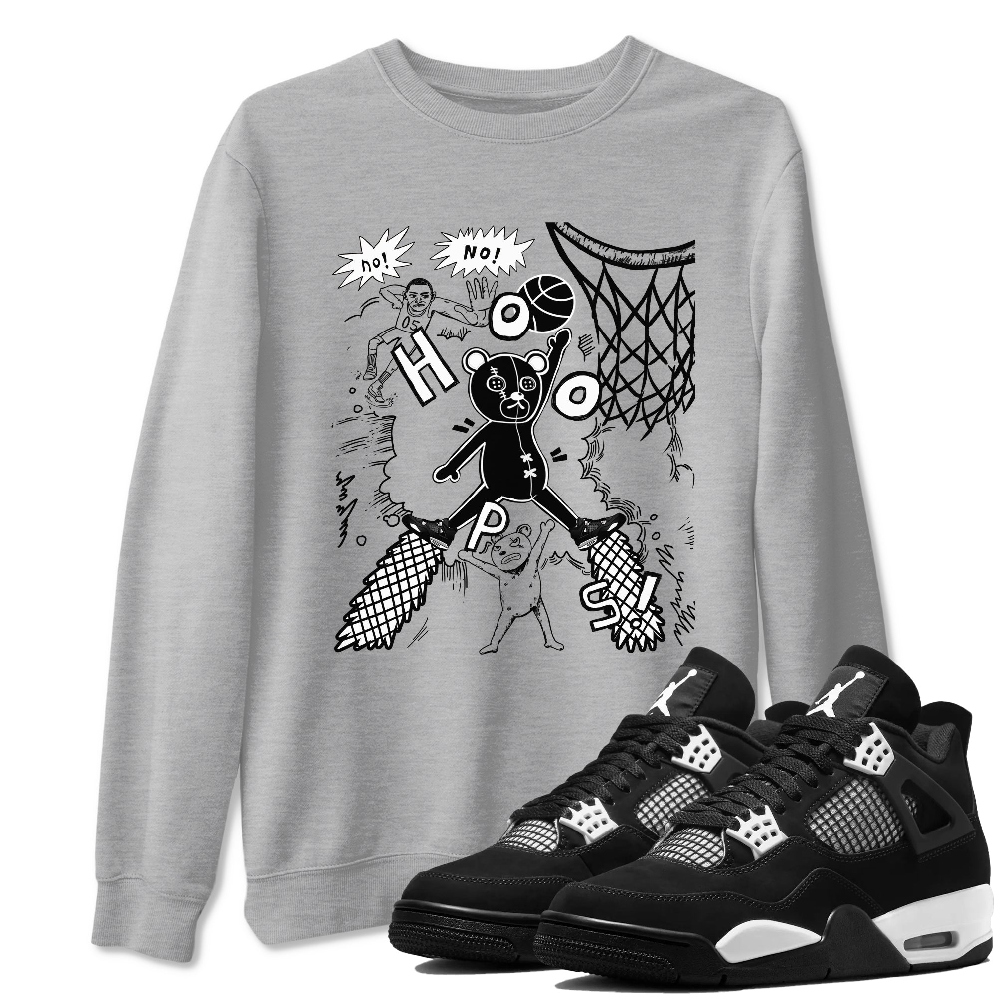 4s White Thunder shirt to match jordans Stop The Bear sneaker tees Air Jordan 4 White Thunder SNRT Sneaker Release Tees unisex cotton Heather Grey 1 crew neck shirt