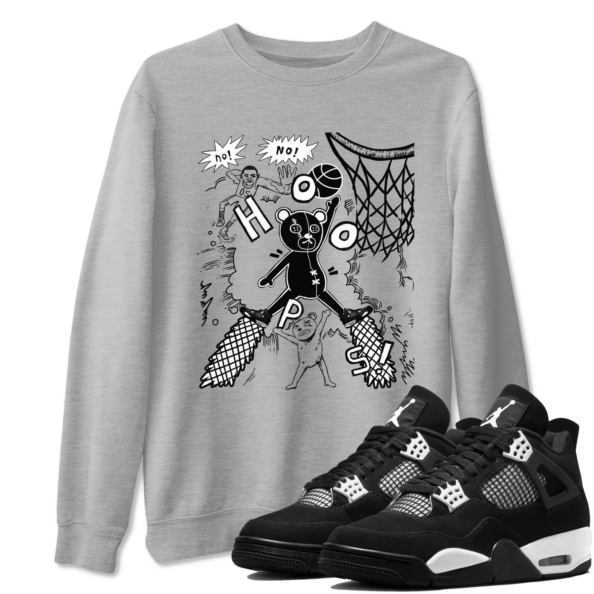 4s White Thunder shirt to match jordans Stop The Bear sneaker tees Air Jordan 4 White Thunder SNRT Sneaker Release Tees unisex cotton Heather Grey 1 crew neck shirt