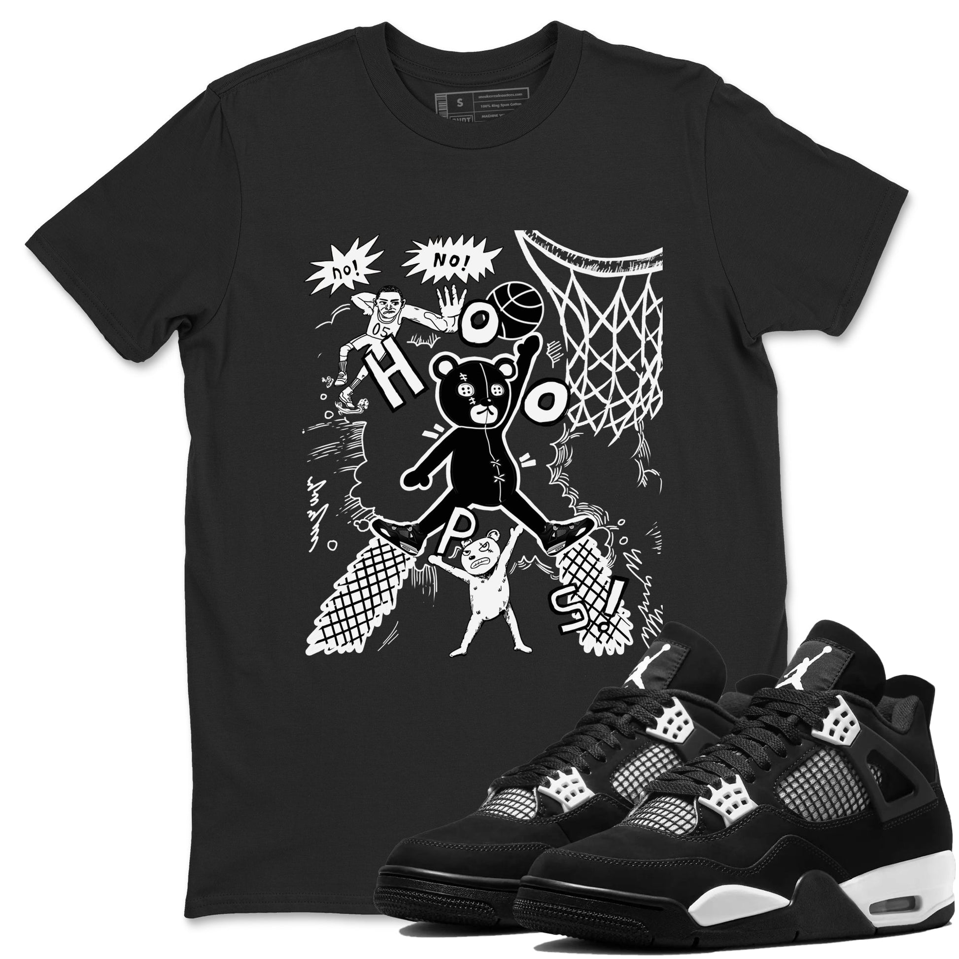 4s White Thunder shirt to match jordans Stop The Bear sneaker tees Air Jordan 4 White Thunder SNRT Sneaker Release Tees unisex cotton Black 1 crew neck shirt