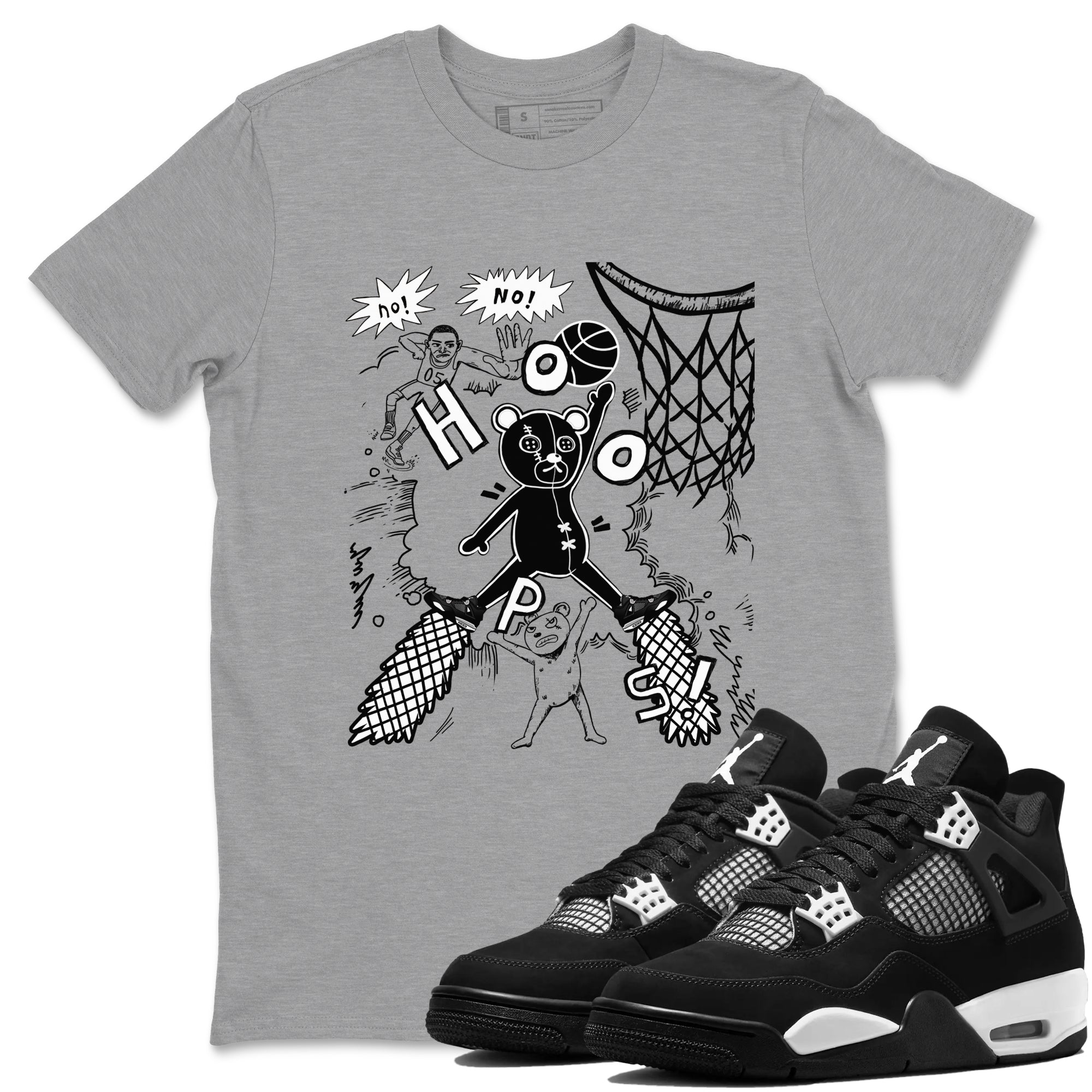 4s White Thunder shirt to match jordans Stop The Bear sneaker tees Air Jordan 4 White Thunder SNRT Sneaker Release Tees unisex cotton Heather Grey 1 crew neck shirt