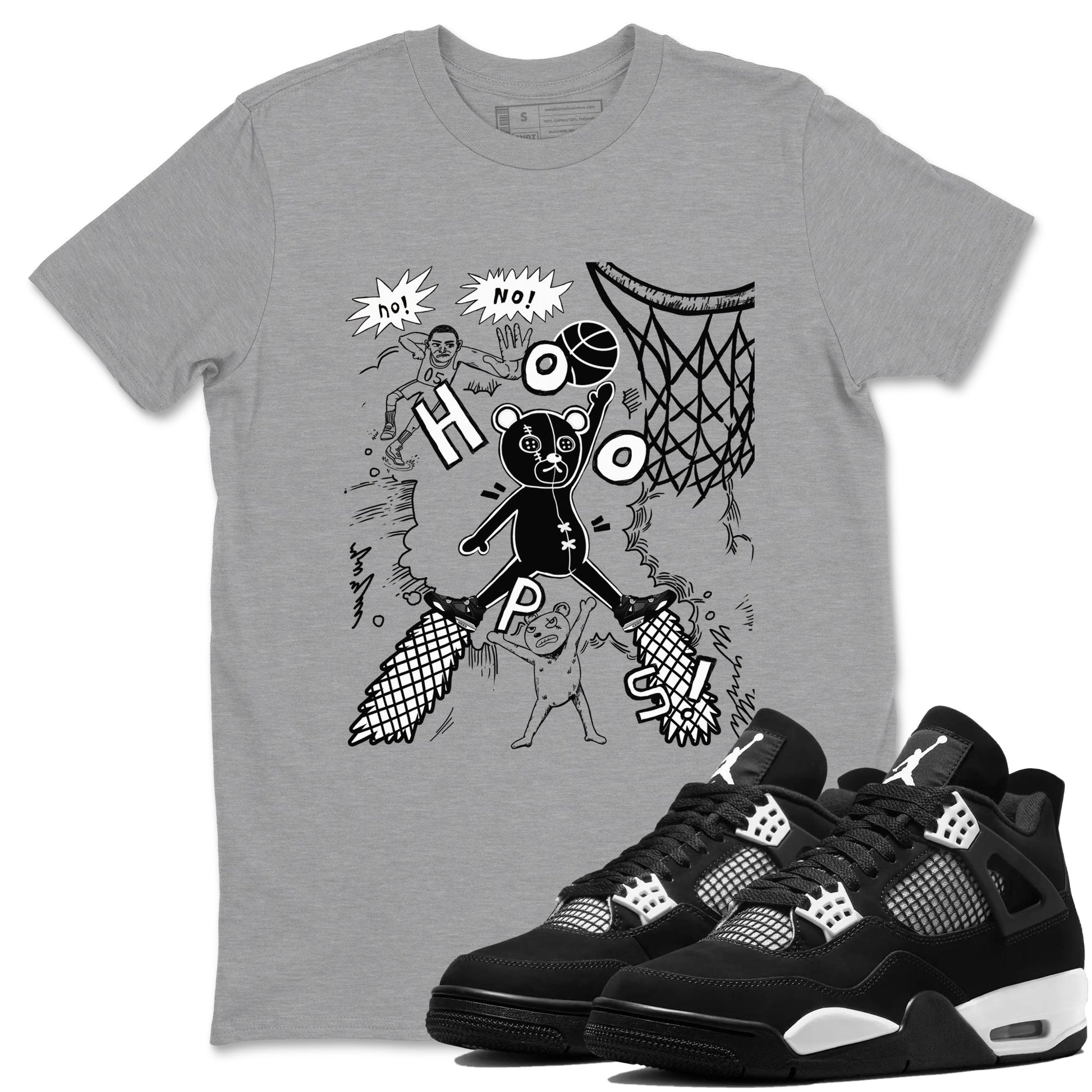4s White Thunder shirt to match jordans Stop The Bear sneaker tees Air Jordan 4 White Thunder SNRT Sneaker Release Tees unisex cotton Heather Grey 1 crew neck shirt