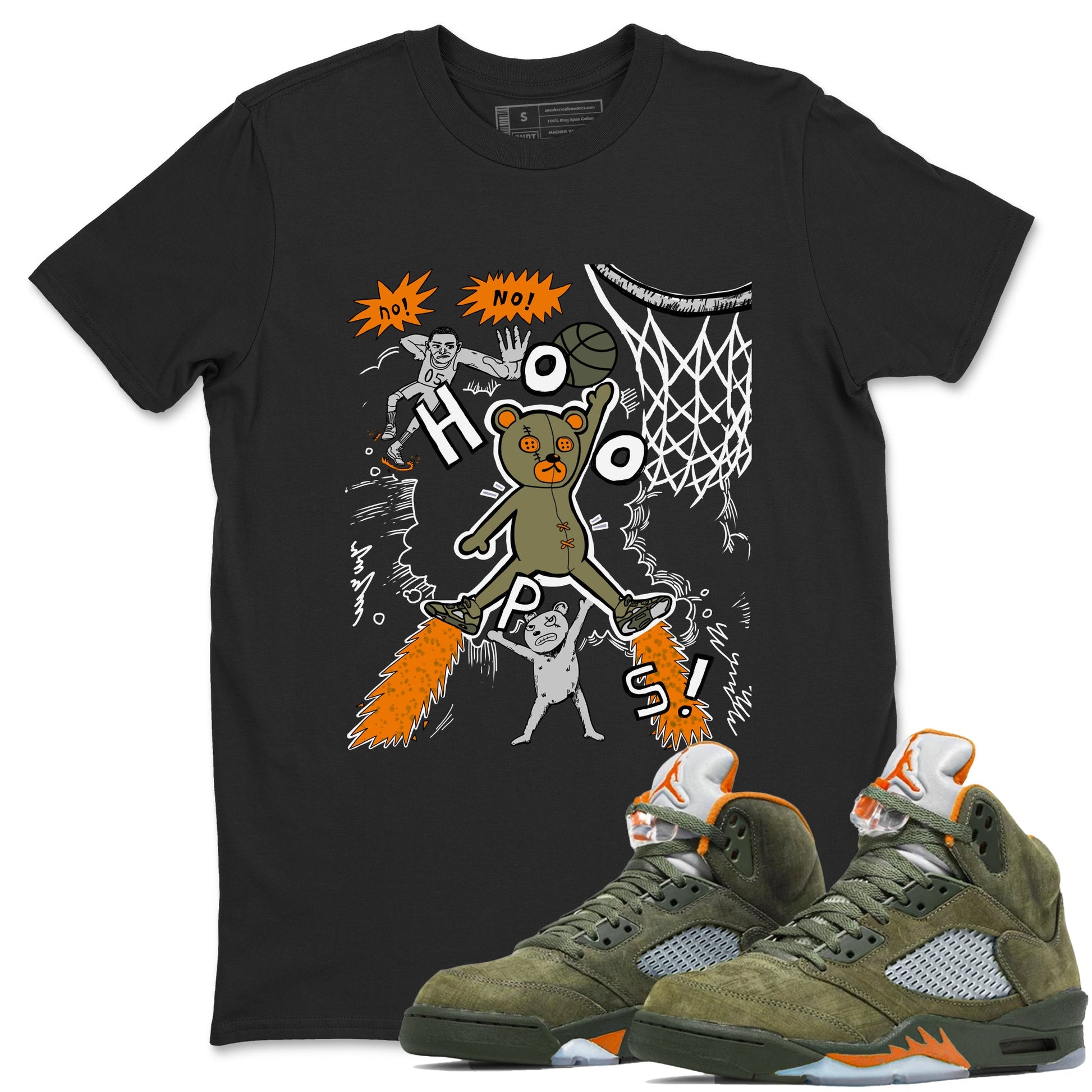 Air Jordan 5 Olive shirt to match jordans Stop The Bear sneaker tees 5s Olive SNRT Sneaker Release Tees unisex cotton Black 1 crew neck shirt