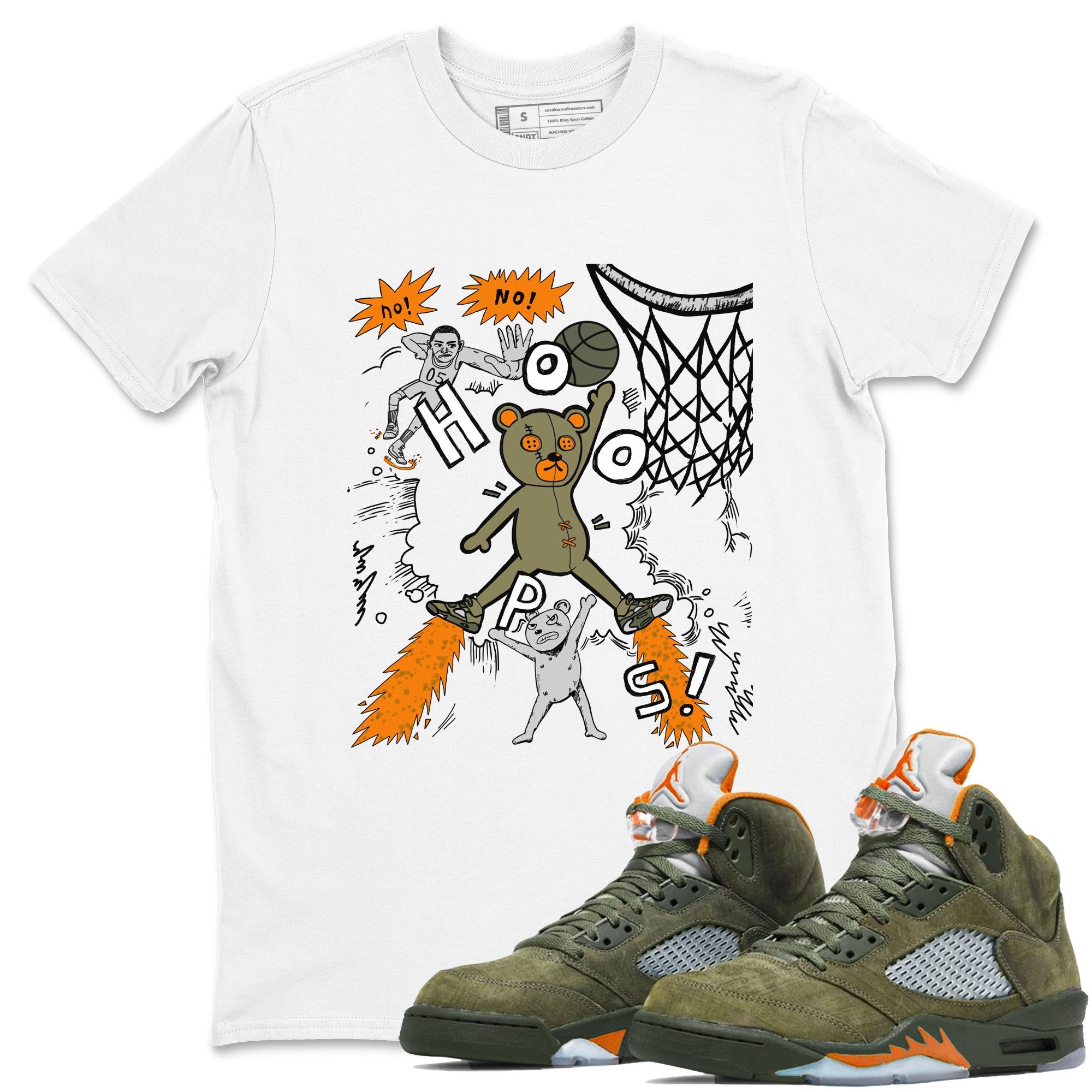 Air Jordan 5 Olive shirt to match jordans Stop The Bear sneaker tees 5s Olive SNRT Sneaker Release Tees unisex cotton White 1 crew neck shirt