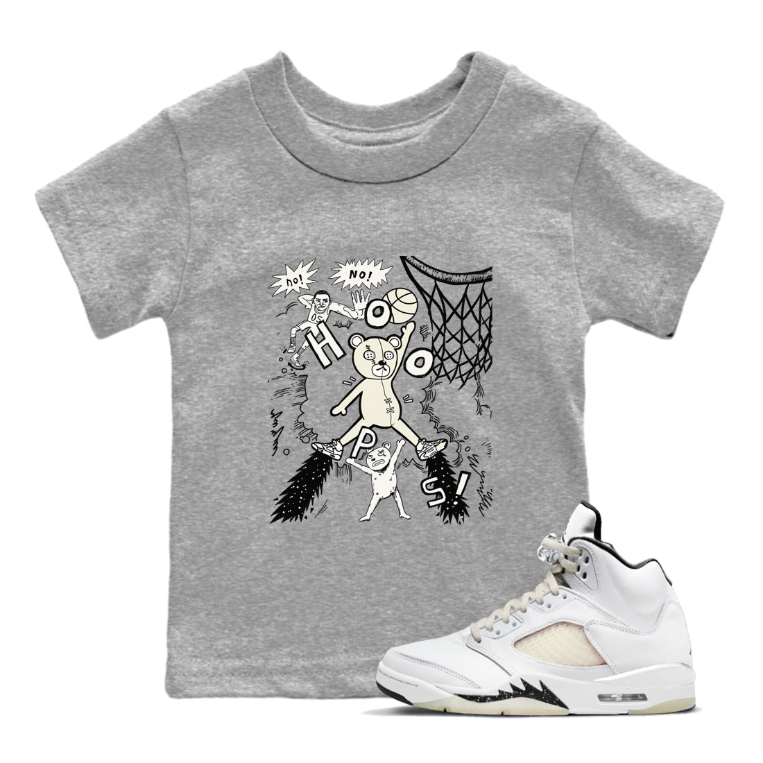 5s Sail shirt to match jordans Stop The Bear sneaker tees Air Jordan 5 Sail SNRT sneaker release tees baby toddler Heather Grey 1 cotton Shirt