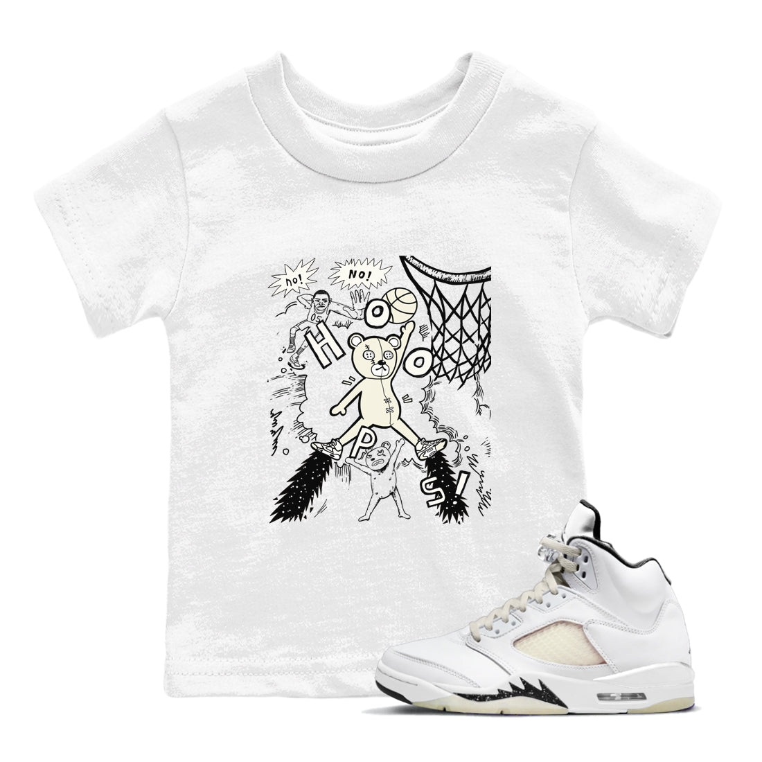 5s Sail shirt to match jordans Stop The Bear sneaker tees Air Jordan 5 Sail SNRT sneaker release tees baby toddler White 1 cotton Shirt