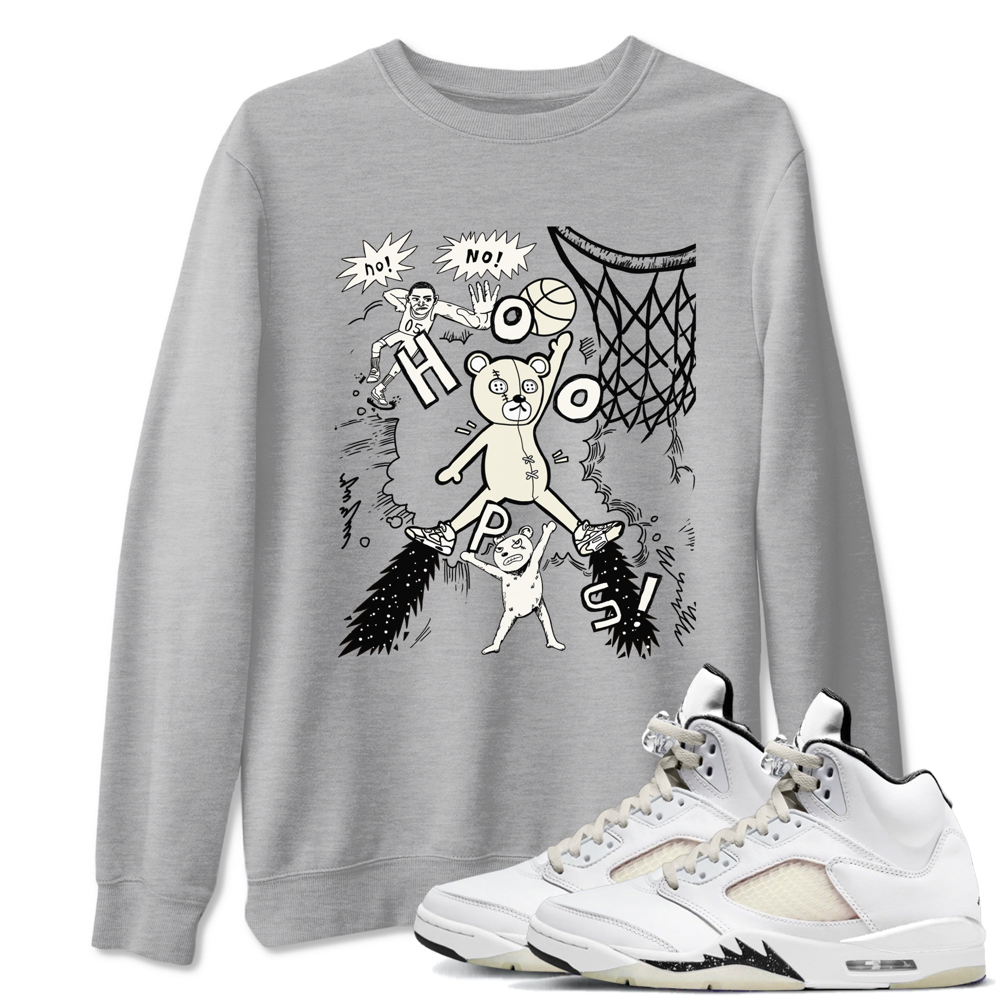 5s Sail shirt to match jordans Stop The Bear sneaker tees Air Jordan 5 Sail SNRT Sneaker Release Tees unisex cotton Heather Grey 1 crew neck shirt