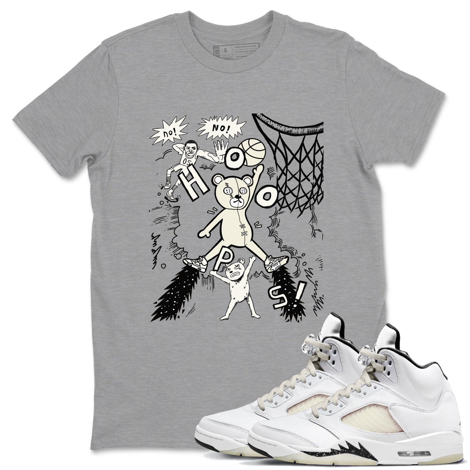 5s Sail shirt to match jordans Stop The Bear sneaker tees Air Jordan 5 Sail SNRT Sneaker Release Tees unisex cotton Heather Grey 1 crew neck shirt