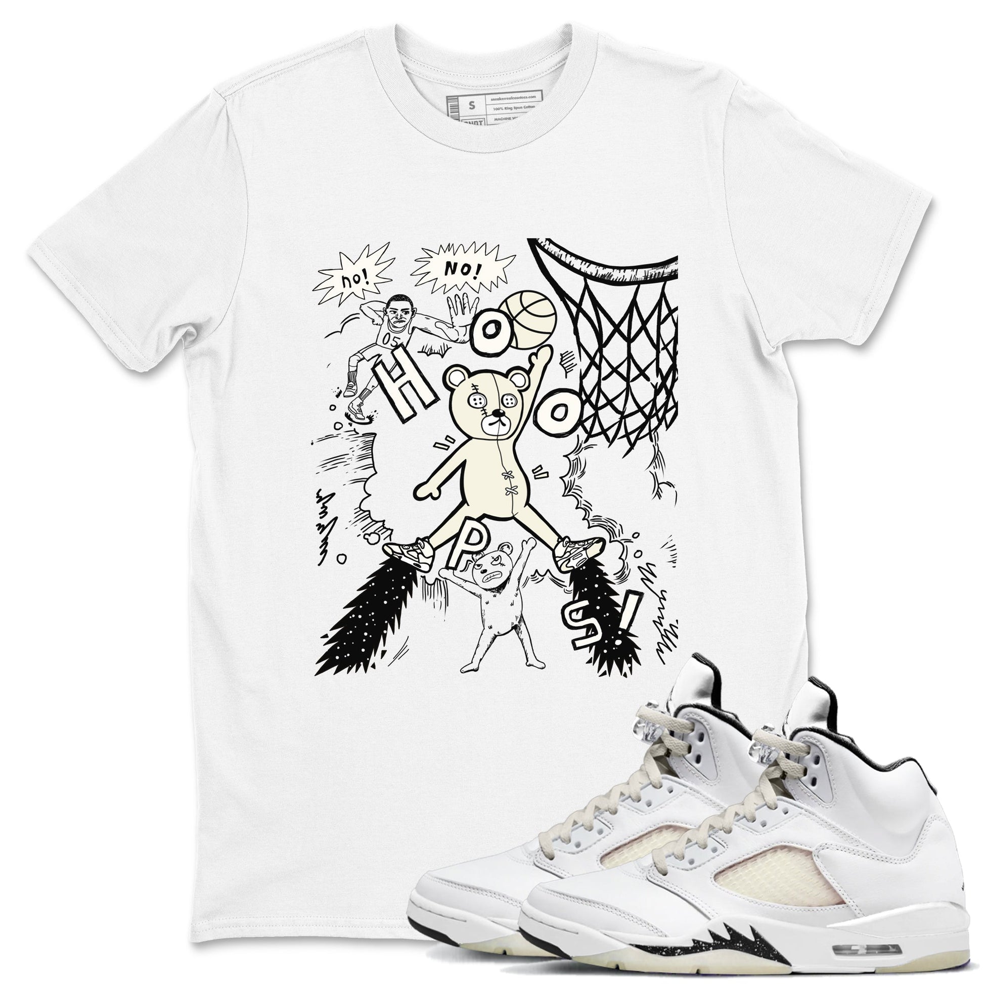 5s Sail shirt to match jordans Stop The Bear sneaker tees Air Jordan 5 Sail SNRT Sneaker Release Tees unisex cotton White 1 crew neck shirt