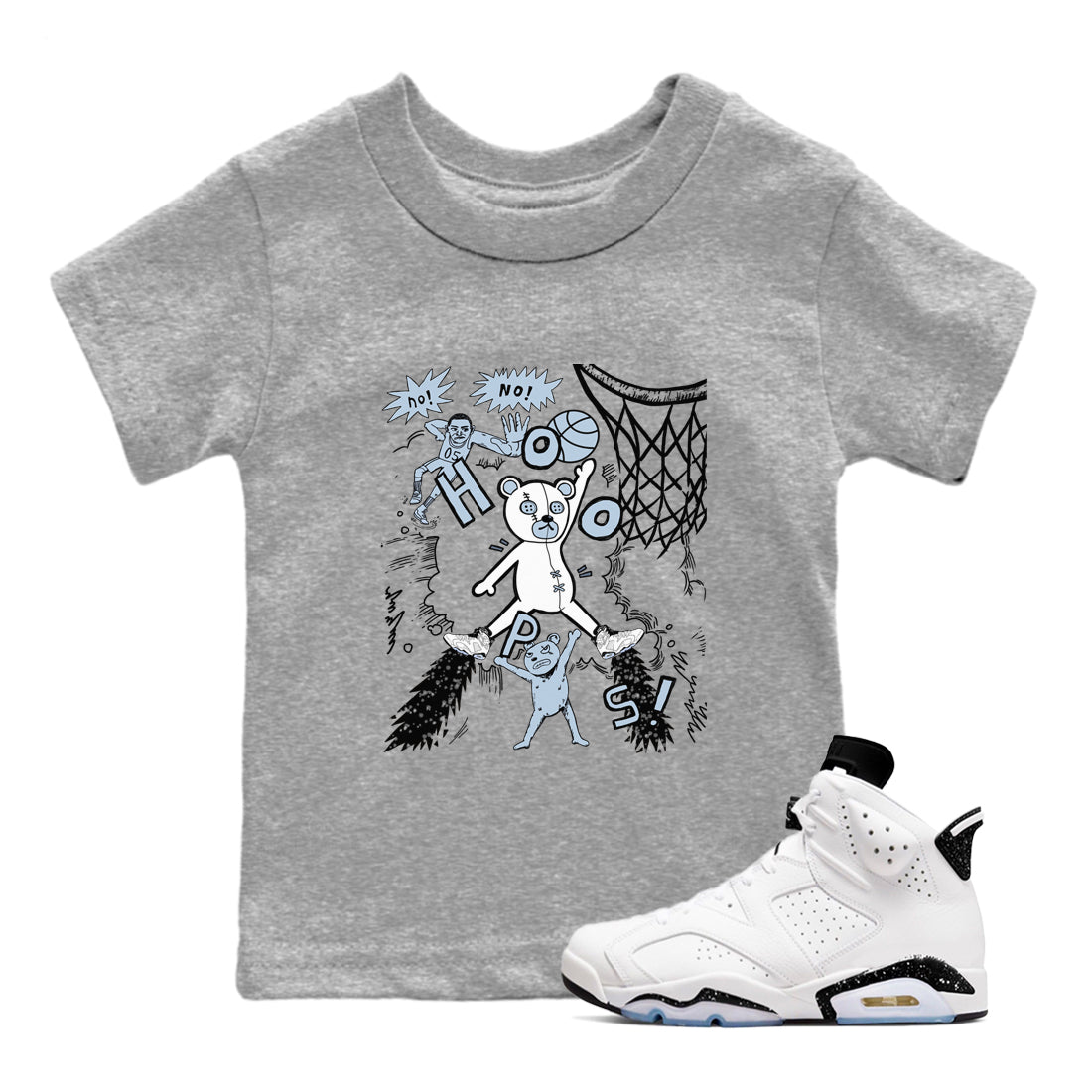 6s Reverse Oreo shirt to match jordans Stop The Bear sneaker tees Air Jordan 6 White Black SNRT sneaker release tees baby toddler Heather Grey 1 cotton Shirt