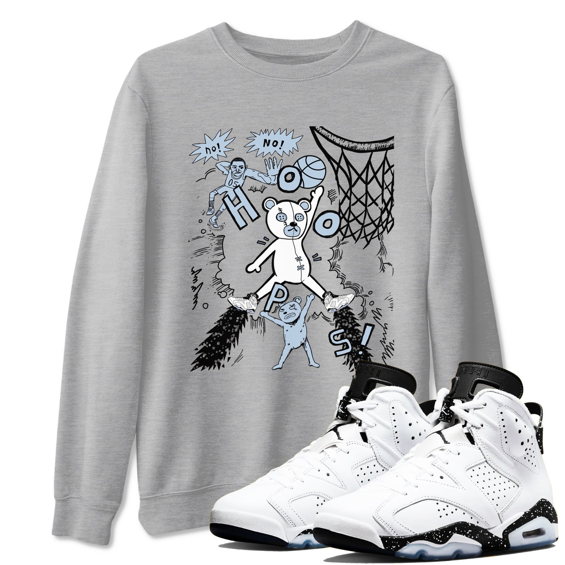 6s Reverse Oreo shirt to match jordans Stop The Bear sneaker tees Air Jordan 6 White Black SNRT Sneaker Release Tees unisex cotton Heather Grey 1 crew neck shirt