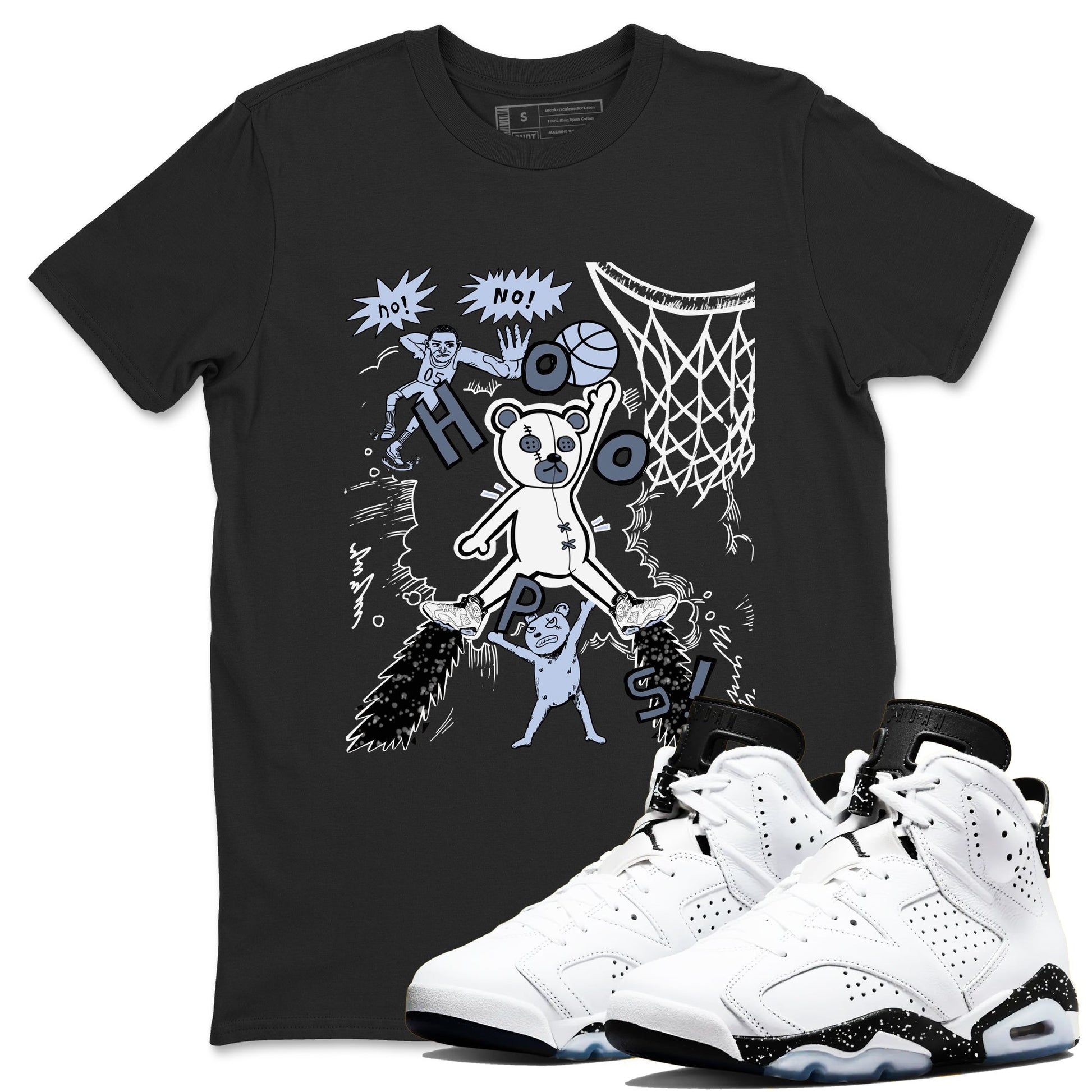 6s Reverse Oreo shirt to match jordans Stop The Bear sneaker tees Air Jordan 6 White Black SNRT Sneaker Release Tees unisex cotton Black 1 crew neck shirt