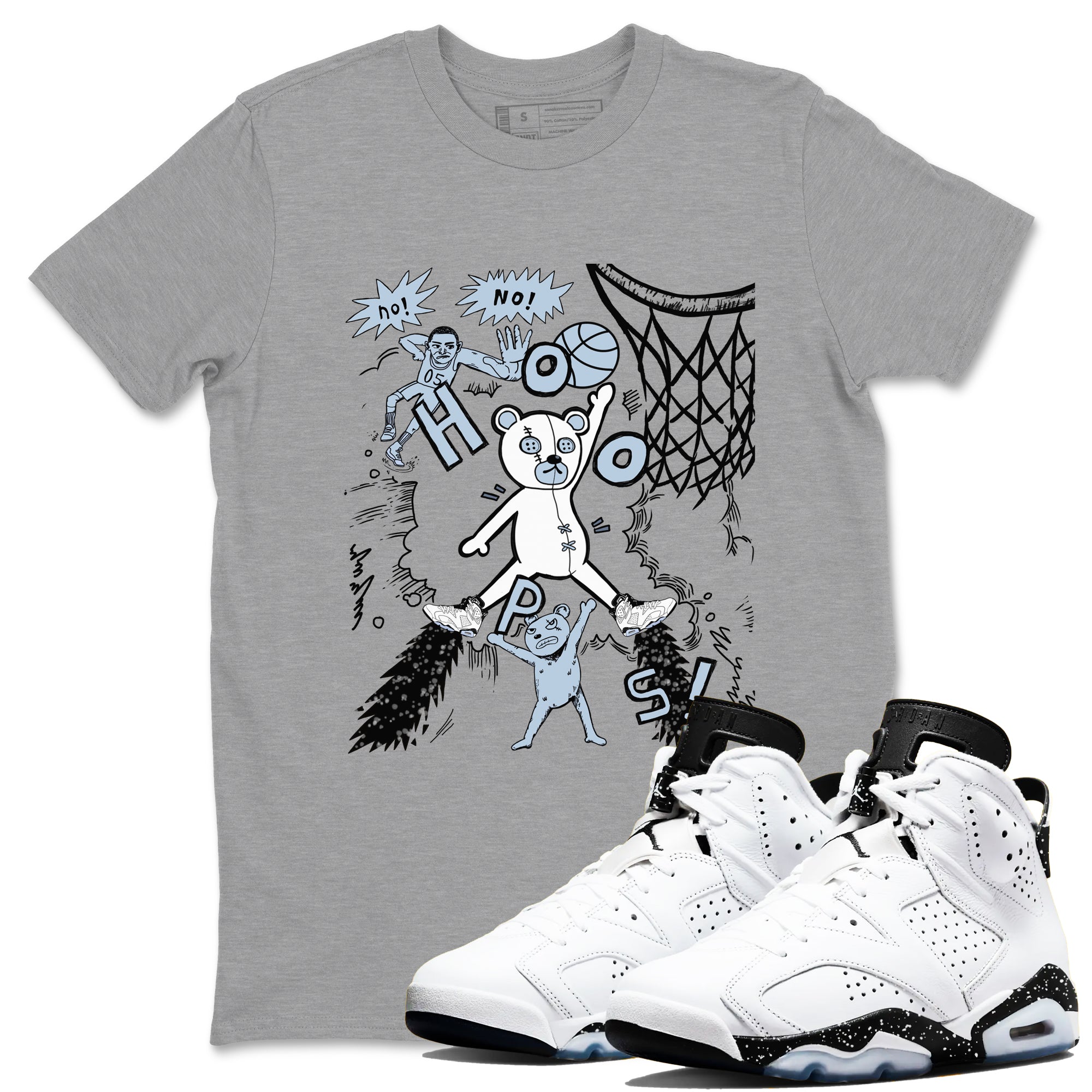 6s Reverse Oreo shirt to match jordans Stop The Bear sneaker tees Air Jordan 6 White Black SNRT Sneaker Release Tees unisex cotton Heather Grey 1 crew neck shirt