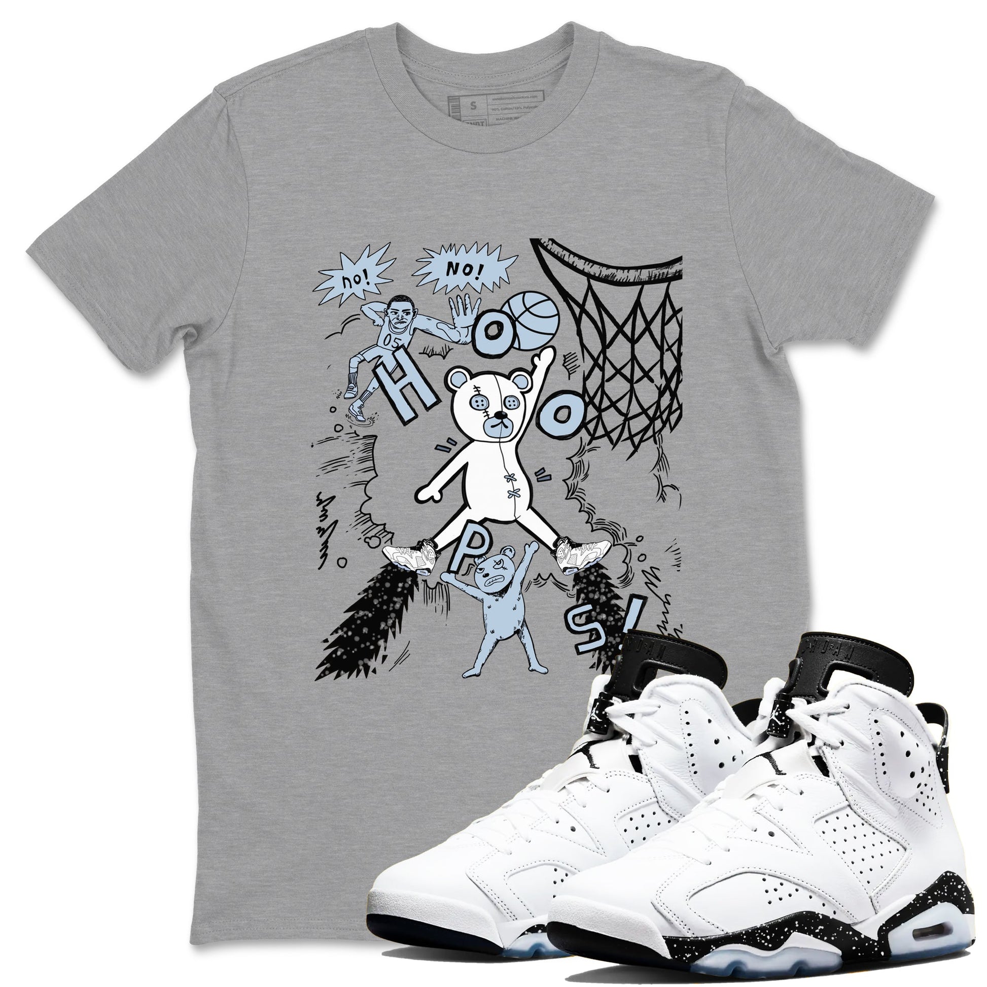 6s Reverse Oreo shirt to match jordans Stop The Bear sneaker tees Air Jordan 6 White Black SNRT Sneaker Release Tees unisex cotton Heather Grey 1 crew neck shirt