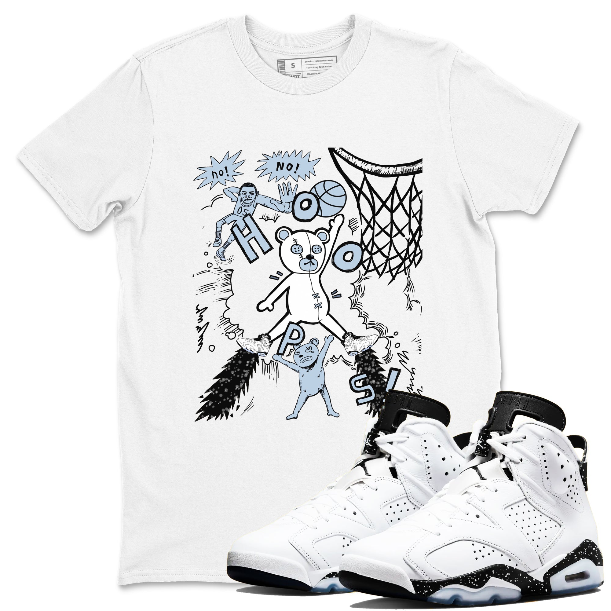 6s Reverse Oreo shirt to match jordans Stop The Bear sneaker tees Air Jordan 6 White Black SNRT Sneaker Release Tees unisex cotton White 1 crew neck shirt