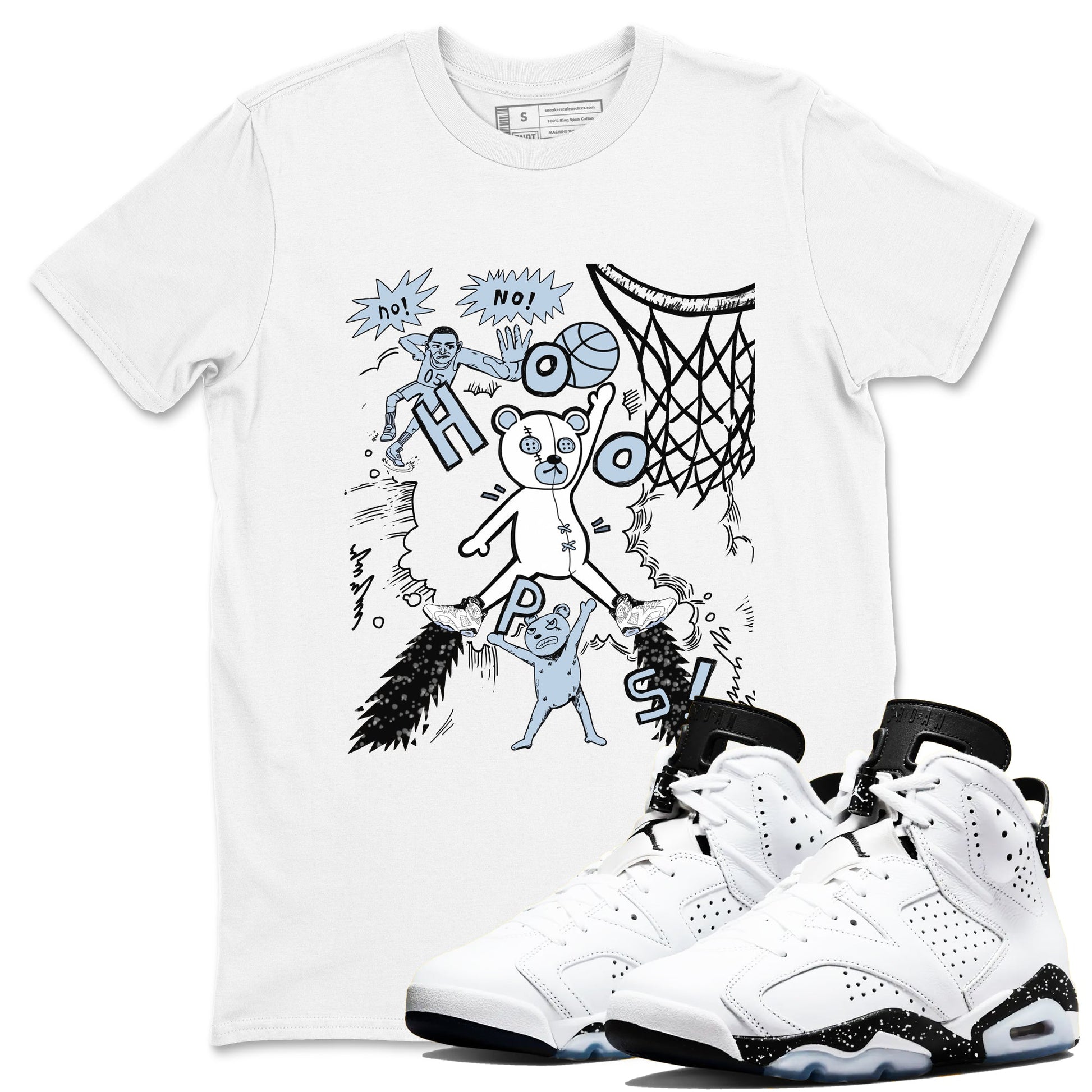 6s Reverse Oreo shirt to match jordans Stop The Bear sneaker tees Air Jordan 6 White Black SNRT Sneaker Release Tees unisex cotton White 1 crew neck shirt