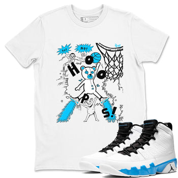 9s Powder Blue shirt to match jordans Stop The Bear sneaker tees Air Jordan 9 Powder Blue SNRT Sneaker Release Tees unisex cotton White 1 crew neck shirt
