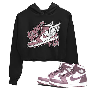 Air Jordan 1 Mauve shirt to match jordans Super Fly sneaker tees AJ1Mauve SNRT Sneaker Release Tees Black 1 Crop T-Shirt