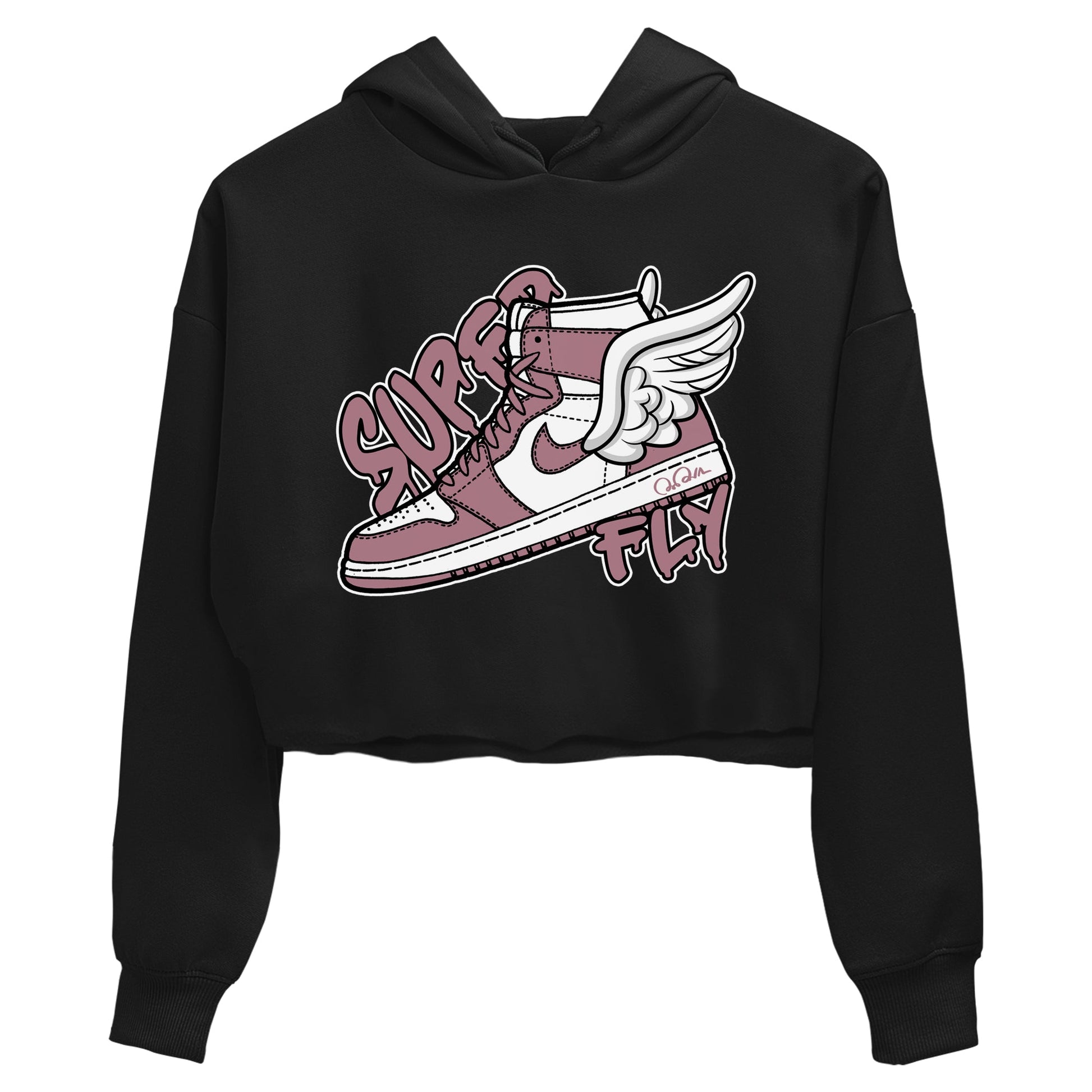 Air Jordan 1 Mauve shirt to match jordans Super Fly sneaker tees AJ1Mauve SNRT Sneaker Release Tees Black 2 Crop T-Shirt