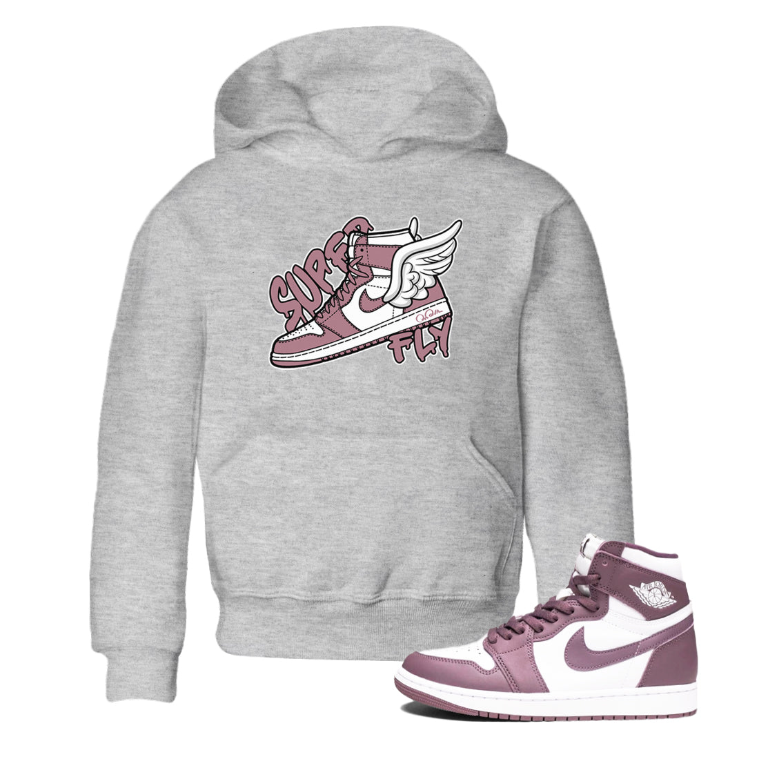 Air Jordan 1 Mauve shirt to match jordans Super Fly sneaker tees AJ1Mauve SNRT Sneaker Release Tees Baby Toddler Heather Grey 1 T-Shirt
