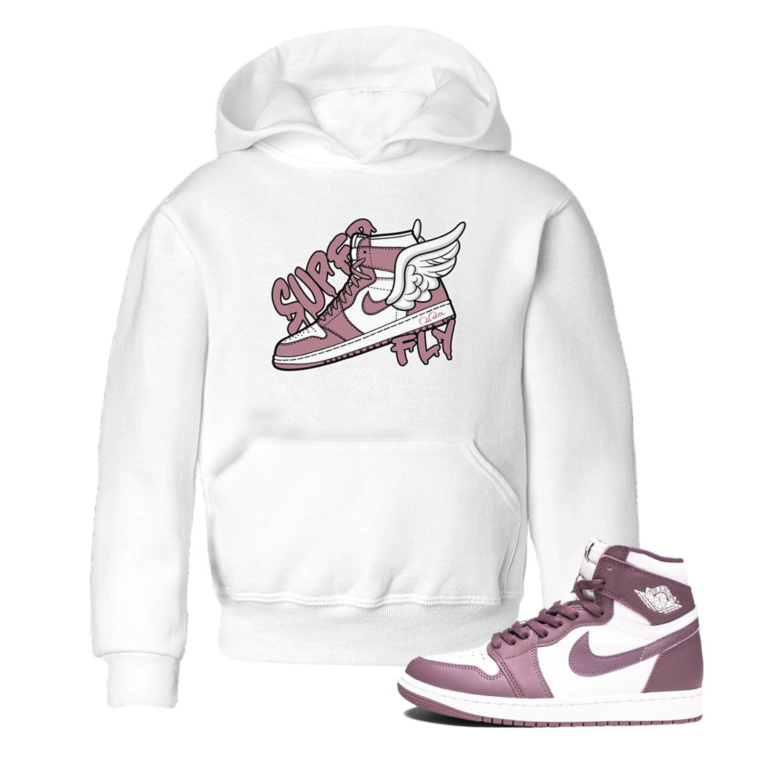 Air Jordan 1 Mauve shirt to match jordans Super Fly sneaker tees AJ1Mauve SNRT Sneaker Release Tees Baby Toddler White 1 T-Shirt