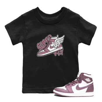 Air Jordan 1 Mauve shirt to match jordans Super Fly sneaker tees AJ1Mauve SNRT Sneaker Release Tees Baby Toddler Black 1 T-Shirt