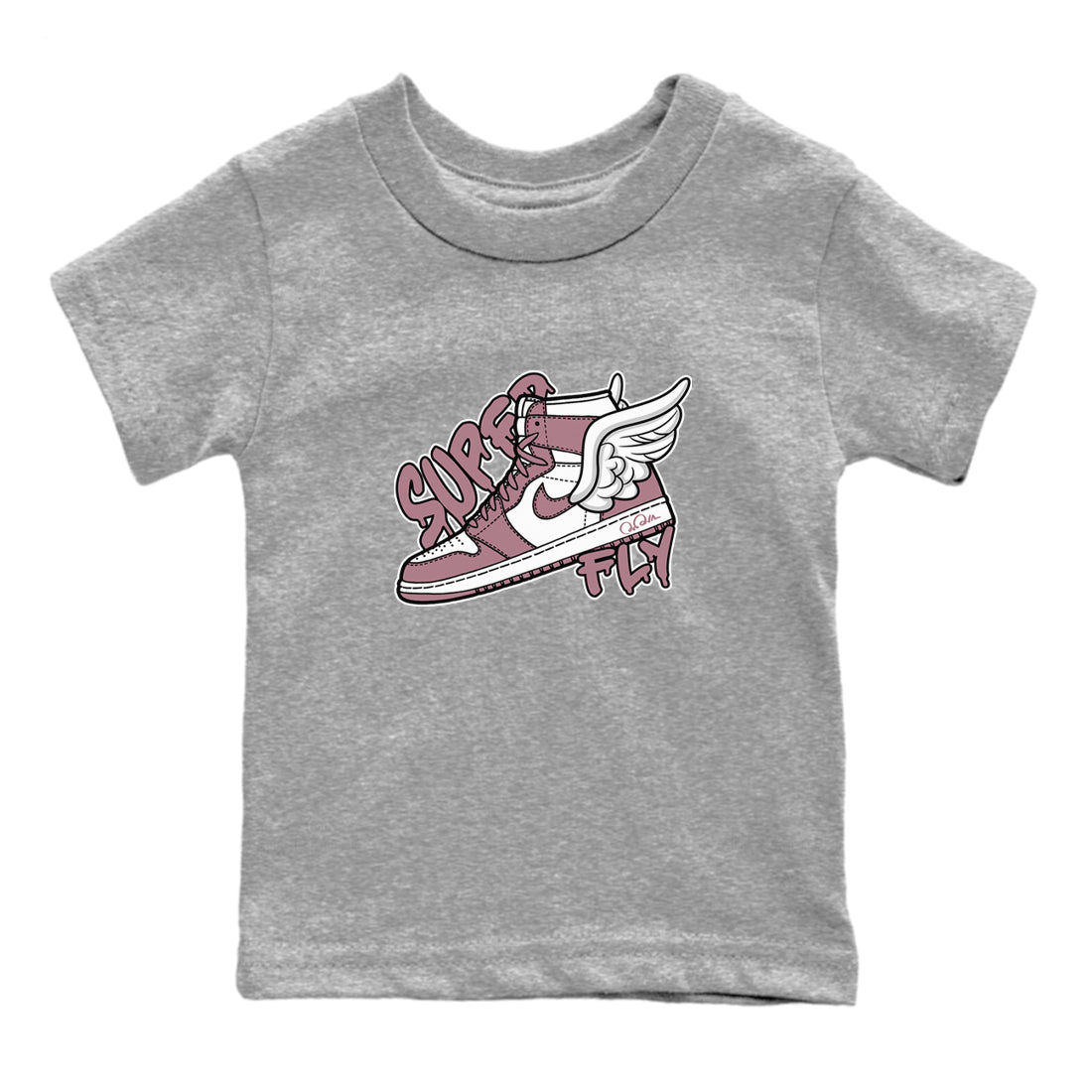 Air Jordan 1 Mauve shirt to match jordans Super Fly sneaker tees AJ1Mauve SNRT Sneaker Release Tees Baby Toddler Heather Grey 2 T-Shirt