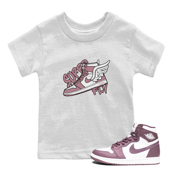 Air Jordan 1 Mauve shirt to match jordans Super Fly sneaker tees AJ1Mauve SNRT Sneaker Release Tees Baby Toddler White 1 T-Shirt