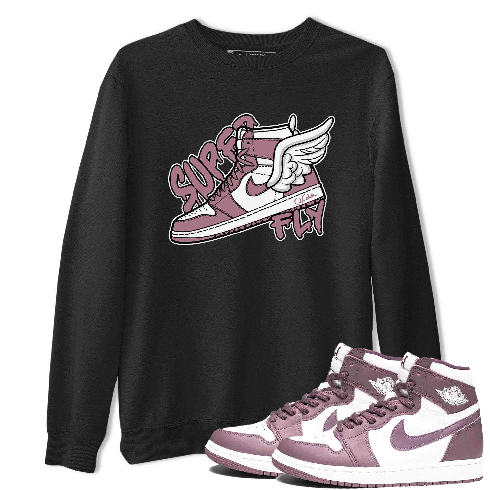 Air Jordan 1 Mauve shirt to match jordans Super Fly sneaker tees AJ1Mauve SNRT Sneaker Release Tees Unisex Black 1 T-Shirt
