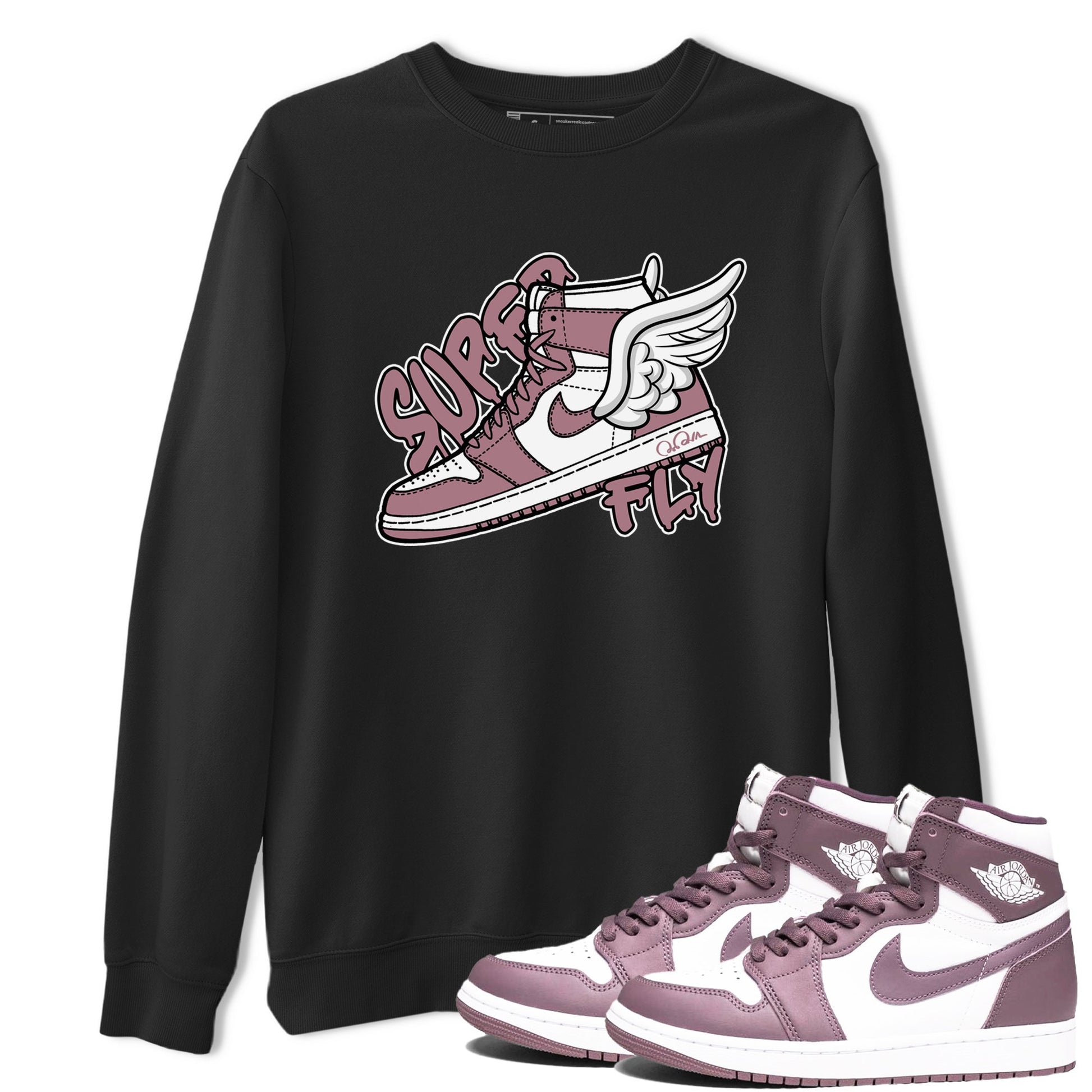 Air Jordan 1 Mauve shirt to match jordans Super Fly sneaker tees AJ1Mauve SNRT Sneaker Release Tees Unisex Black 1 T-Shirt