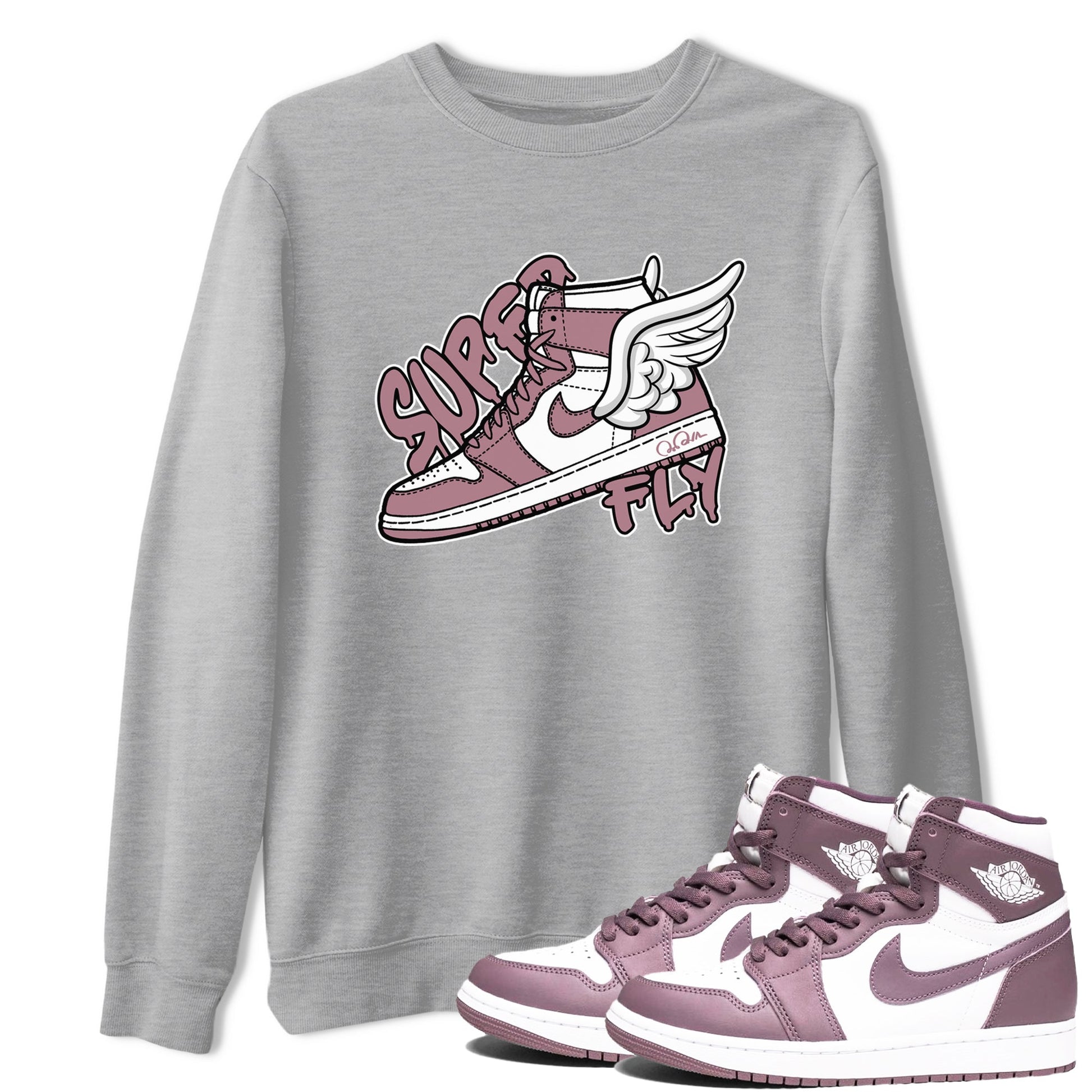 Air Jordan 1 Mauve shirt to match jordans Super Fly sneaker tees AJ1Mauve SNRT Sneaker Release Tees Unisex Heather Grey 1 T-Shirt