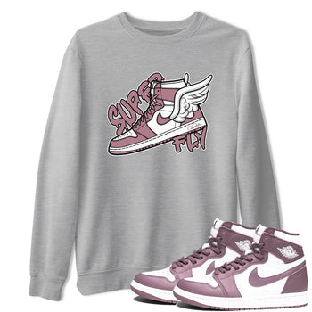 Air Jordan 1 Mauve shirt to match jordans Super Fly sneaker tees AJ1Mauve SNRT Sneaker Release Tees Unisex Heather Grey 1 T-Shirt