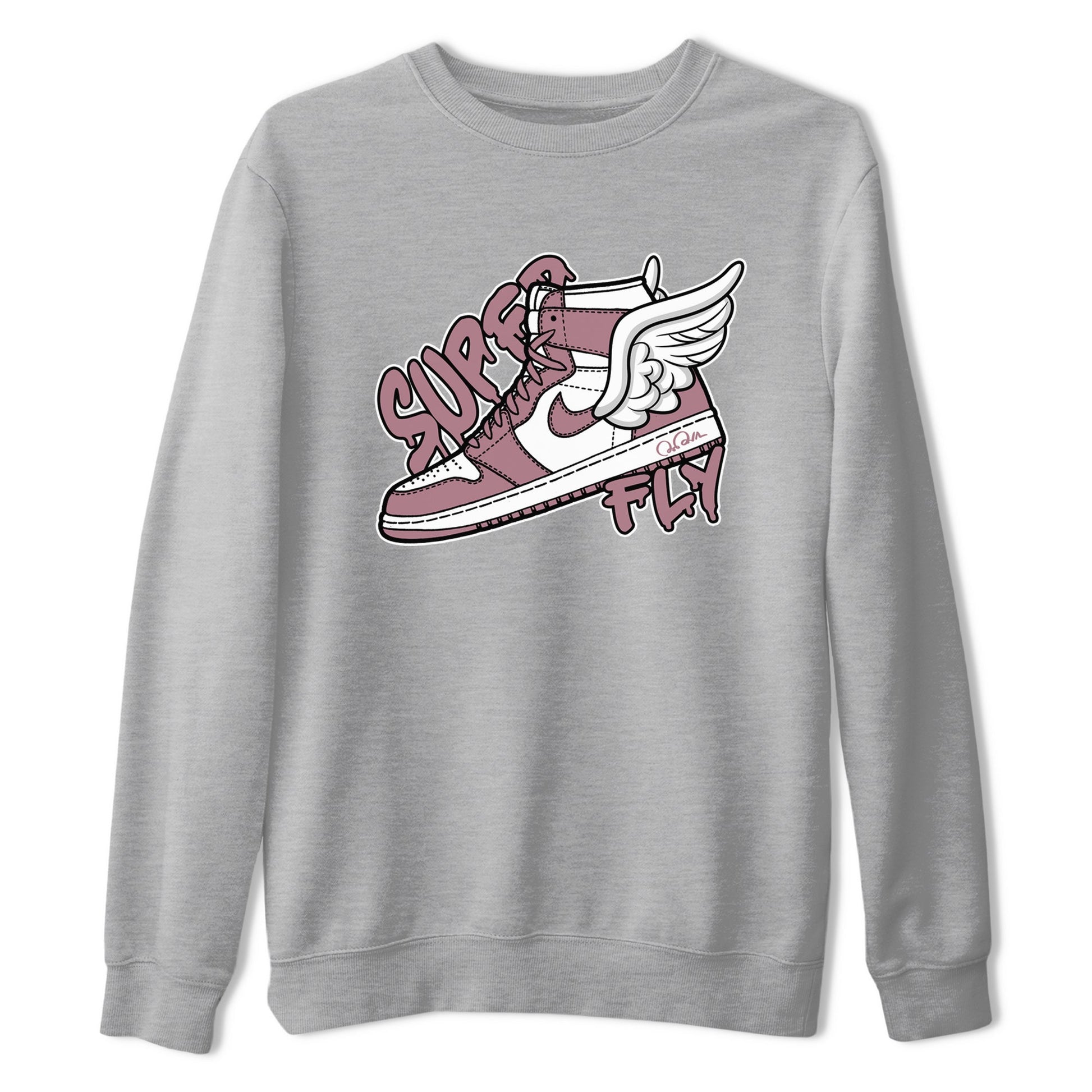 Air Jordan 1 Mauve shirt to match jordans Super Fly sneaker tees AJ1Mauve SNRT Sneaker Release Tees Unisex Heather Grey 2 T-Shirt