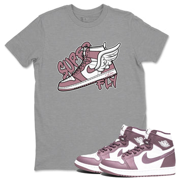 Air Jordan 1 Mauve shirt to match jordans Super Fly sneaker tees AJ1Mauve SNRT Sneaker Release Tees Unisex Heather Grey 1 T-Shirt