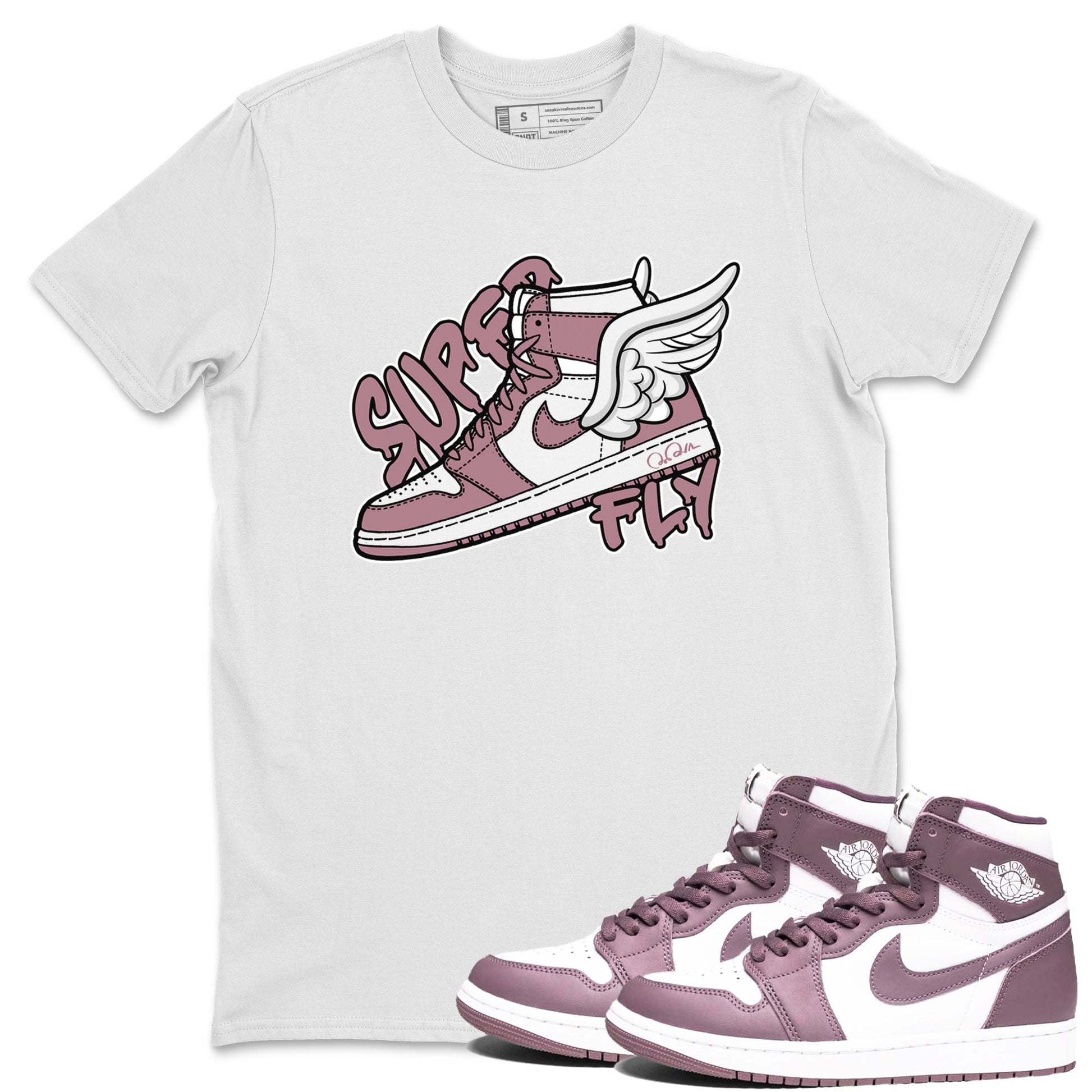 Air Jordan 1 Mauve shirt to match jordans Super Fly sneaker tees AJ1Mauve SNRT Sneaker Release Tees Unisex White 1 T-Shirt