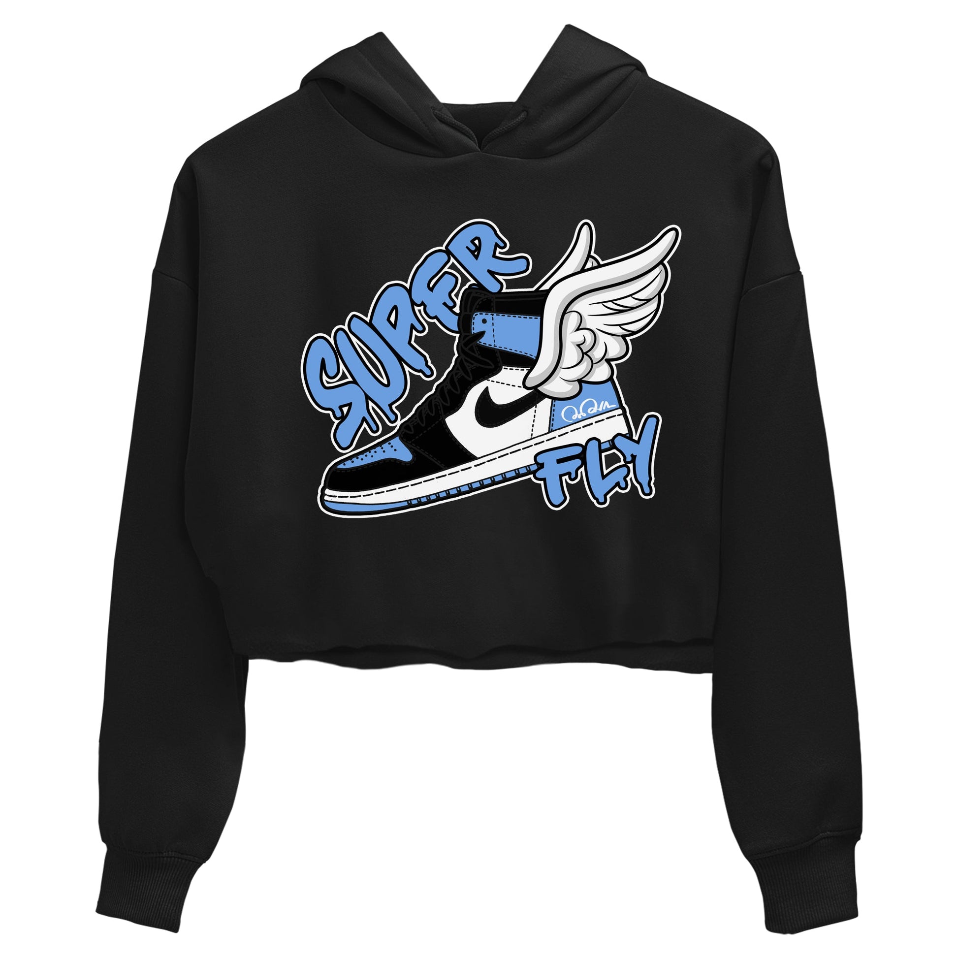 Air Jordan 1 Retro High OG UNC Toe Shirt to match Jordans Super Fly Sneaker Tees AJ1 UNC Toe SNRT Sneaker Release Tees Crop T-Shirts Black 2