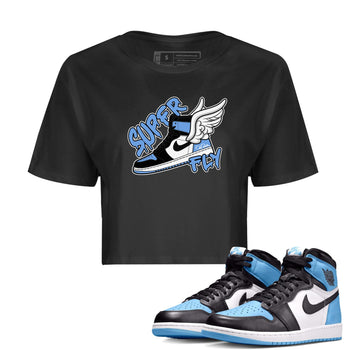 Air Jordan 1 Retro High OG UNC Toe Shirt to match Jordans Super Fly Sneaker Tees AJ1 UNC Toe SNRT Sneaker Release Tees Crop T-Shirts Black 1