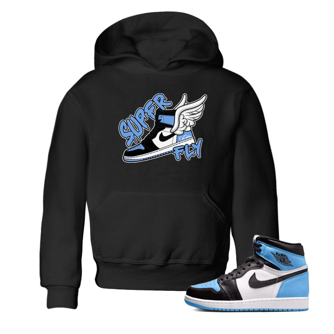 Air Jordan 1 Retro High OG UNC Toe Shirt to match Jordans Super Fly Sneaker Tees AJ1 UNC Toe SNRT Sneaker Release Tees Kids and Baby Tees Black 1