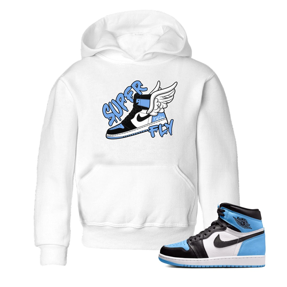 Air Jordan 1 Retro High OG UNC Toe Shirt to match Jordans Super Fly Sneaker Tees AJ1 UNC Toe SNRT Sneaker Release Tees Kids and Baby Tees White 1