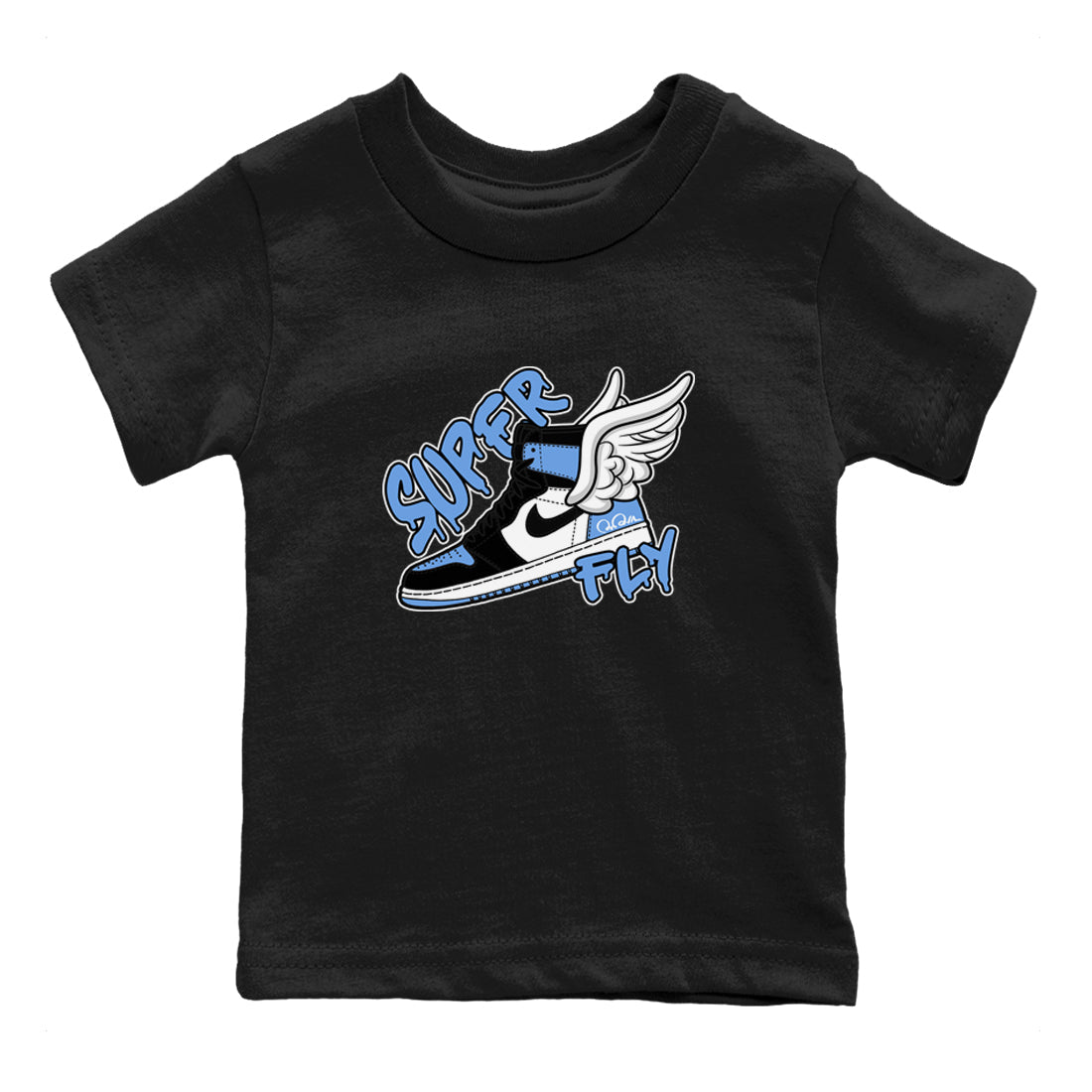 Air Jordan 1 Retro High OG UNC Toe Shirt to match Jordans Super Fly Sneaker Tees AJ1 UNC Toe SNRT Sneaker Release Tees Kids and Baby Tees Black 2
