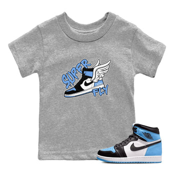 Air Jordan 1 Retro High OG UNC Toe Shirt to match Jordans Super Fly Sneaker Tees AJ1 UNC Toe SNRT Sneaker Release Tees Kids and Baby Tees Heather Grey 1