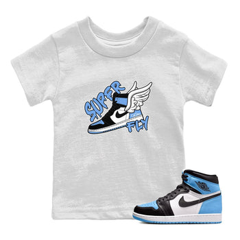 Air Jordan 1 Retro High OG UNC Toe Shirt to match Jordans Super Fly Sneaker Tees AJ1 UNC Toe SNRT Sneaker Release Tees Kids and Baby Tees White 1