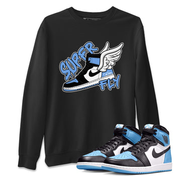 Air Jordan 1 Retro High OG UNC Toe Shirt to match Jordans Super Fly Sneaker Tees AJ1 UNC Toe SNRT Sneaker Release Tees Crew Neck T-Shirts Black 1