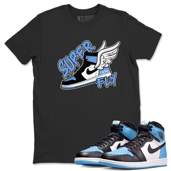 Air Jordan 1 Retro High OG UNC Toe Shirt to match Jordans Super Fly Sneaker Tees AJ1 UNC Toe SNRT Sneaker Release Tees Crew Neck T-Shirts Black 1