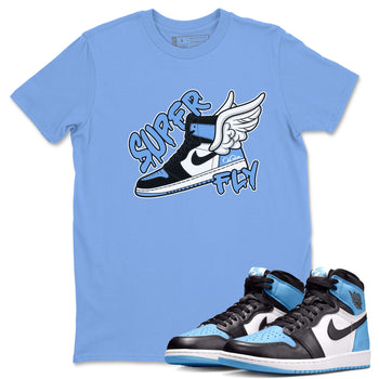 Air Jordan 1 Retro High OG UNC Toe Shirt to match Jordans Super Fly Sneaker Tees AJ1 UNC Toe SNRT Sneaker Release Tees Crew Neck T-Shirts Carolina Blue 1